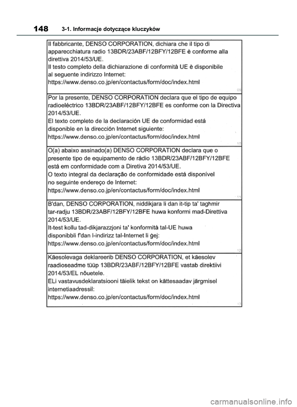 TOYOTA RAV4 2018  Instrukcja obsługi (in Polish) 1483-1. Informacje dotyczàce kluczyków
43 RAV4 OM42B34E  19/12/18  12:19  Page 148 