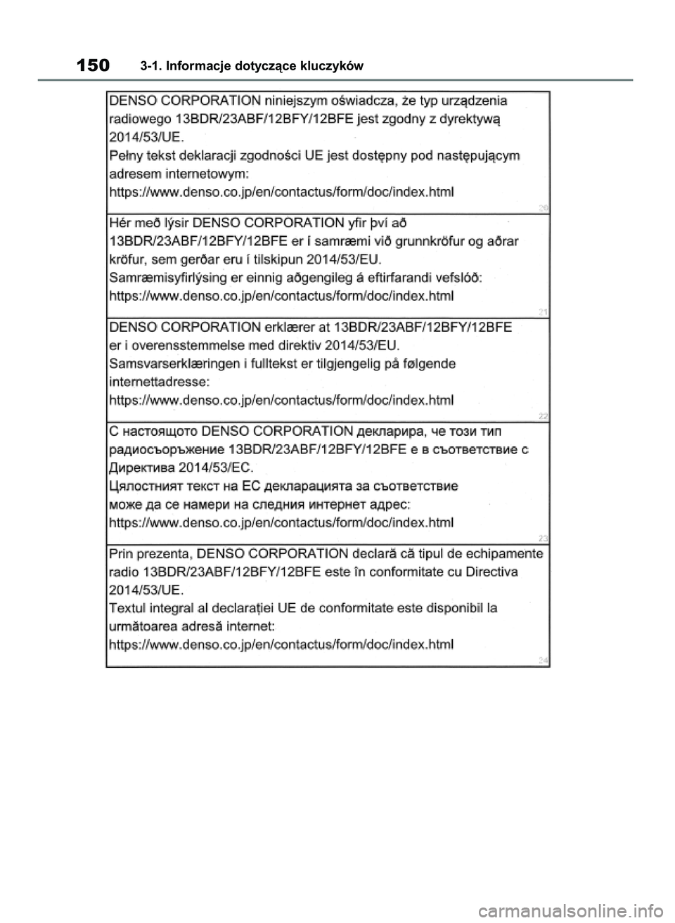 TOYOTA RAV4 2018  Instrukcja obsługi (in Polish) 1503-1. Informacje dotyczàce kluczyków
43 RAV4 OM42B34E  19/12/18  12:19  Page 150 
