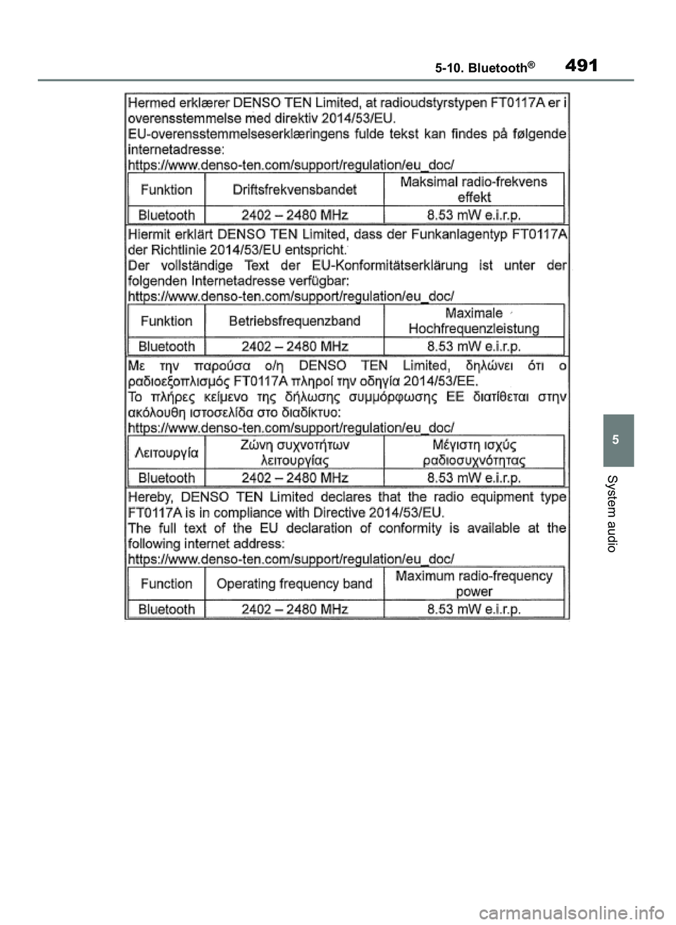 TOYOTA RAV4 2018  Instrukcja obsługi (in Polish) System audio
5-10. Bluetooth®491
5
43 RAV4 OM42B34E  19/12/18  12:22  Page 491 