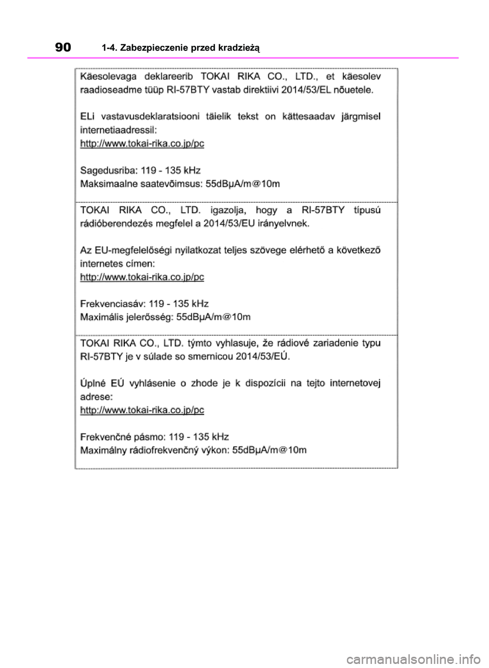 TOYOTA RAV4 2018 Instrukcja obsługi (in Polish) 901-4. Zabezpieczenie przed kradzie˝à
43 RAV4 OM42B34E 19/12/18 12:18 Page 90 TOYOTA RAV4 2018 Instrukcja obsługi (in Polish) 901-4. Zabezpieczenie przed kradzie˝à
43 RAV4 OM42B34E 19/12/18 12:18 Page 90