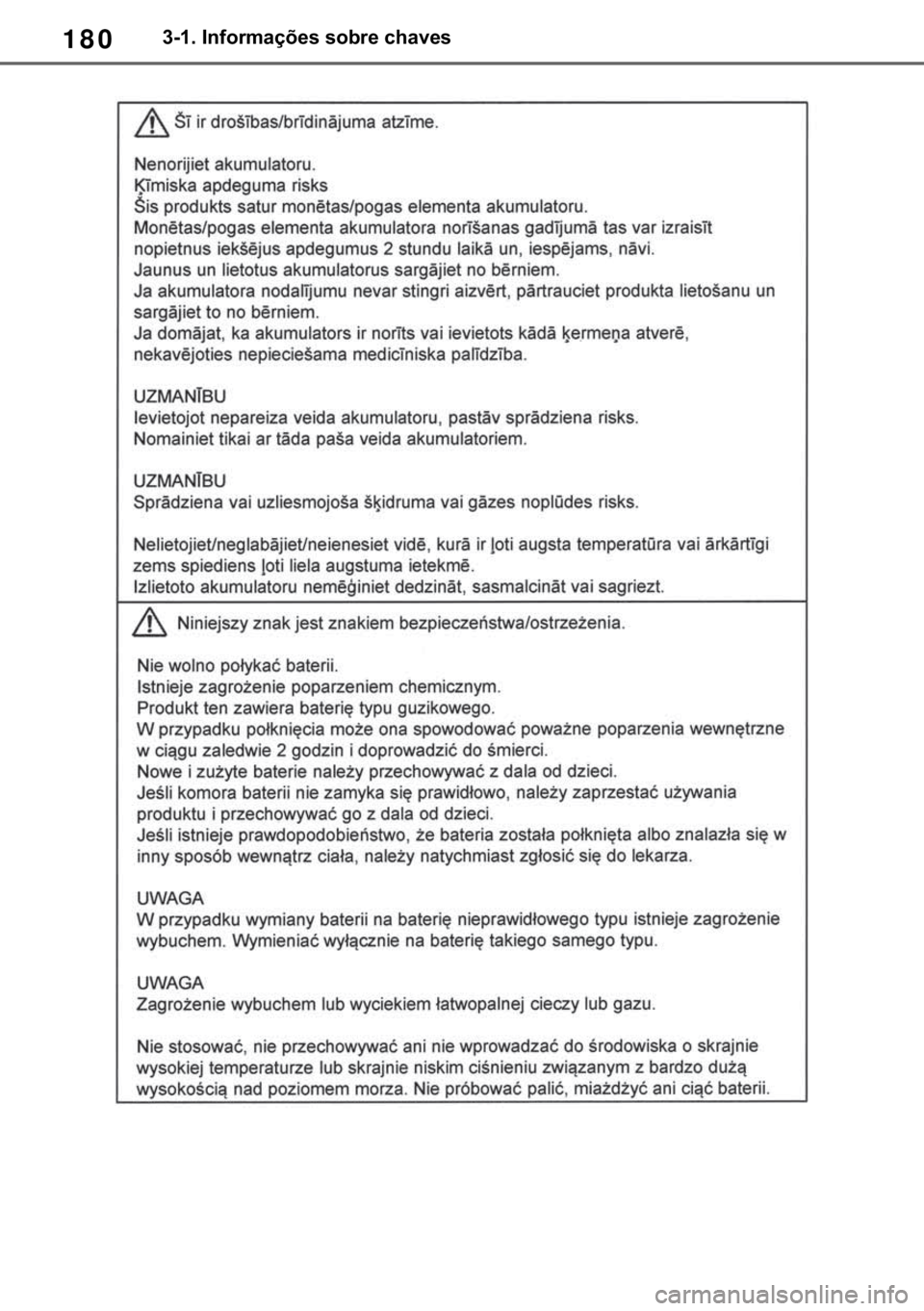 TOYOTA RAV4 2018  Manual de utilização (in Portuguese) 180������,�Q�I�R�U�P�D�o�}�H�V��V�R�E�U�H��F�K�D�Y�H�V 