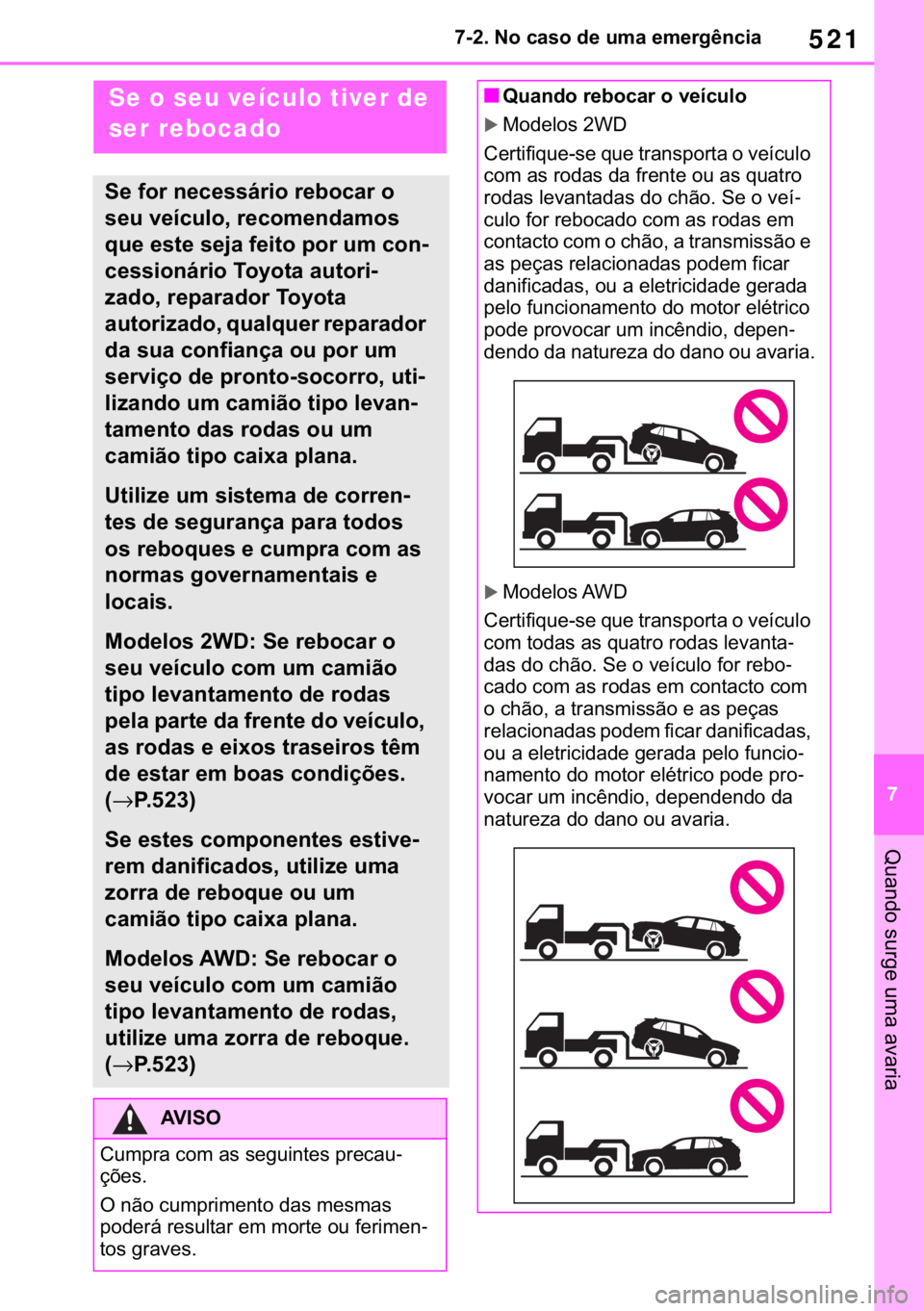 TOYOTA RAV4 2018  Manual de utilização (in Portuguese) 521
� ������1�R��F�D�V�R��G�H��X�P�D��H�P�H�U�J�r�Q�F�L�D
�4�X�D�Q�G�R��V�X�U�J�H��X�P�D��D�Y�D�U�L�D
�����6�W�H�S�V��W�R��W�D�N�H��L�Q��D�Q��H�P�H�U�J�H�Q�F�\Se o seu veículo t