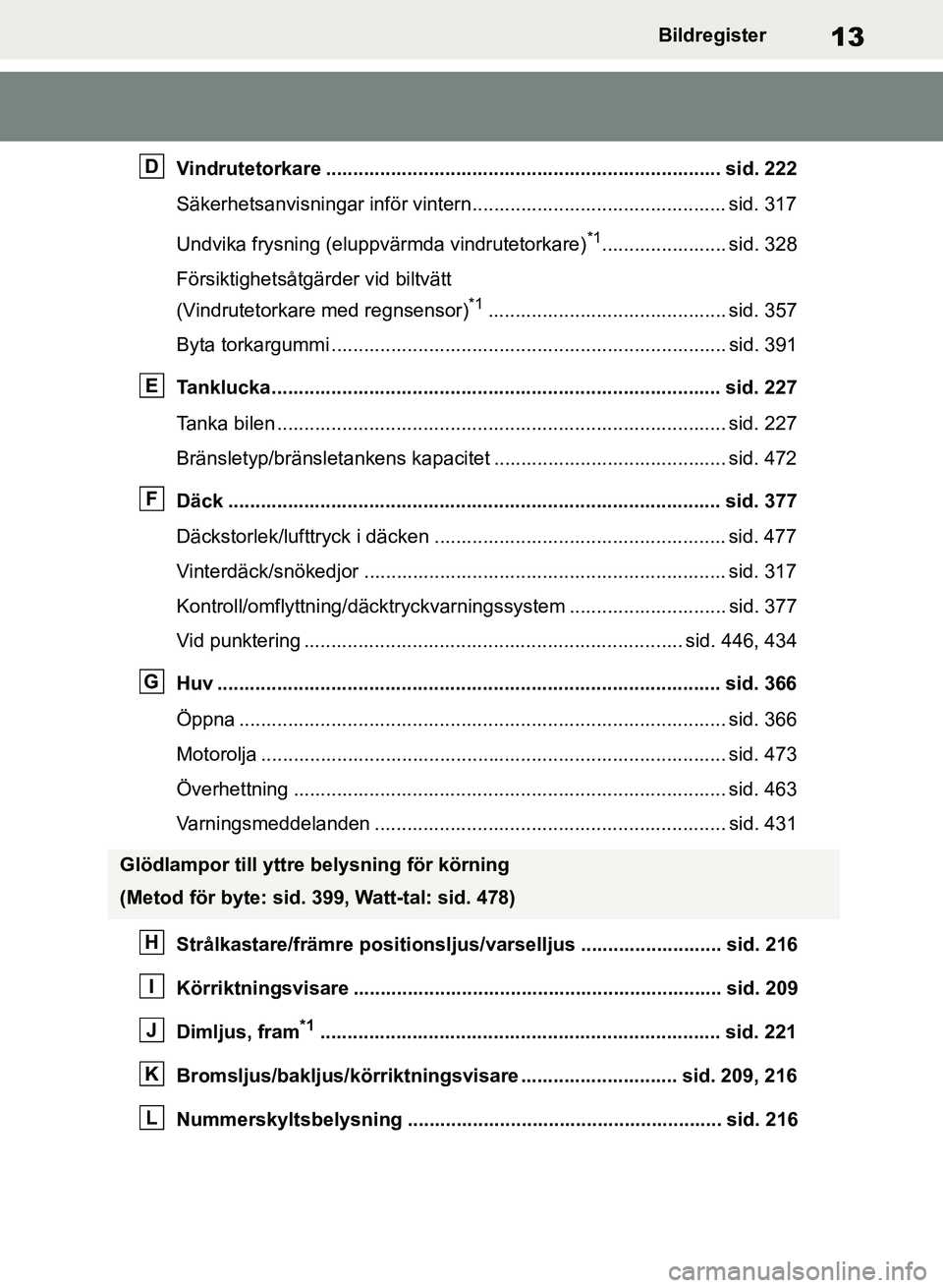 TOYOTA RAV4 2018 Bruksanvisningar (in Swedish) 13Bildregister
Vindrutetorkare ......................................................................... sid. 222
Säkerhetsanvisningar inför vintern............................................... si TOYOTA RAV4 2018 Bruksanvisningar (in Swedish) 13Bildregister
Vindrutetorkare ......................................................................... sid. 222
Säkerhetsanvisningar inför vintern............................................... si