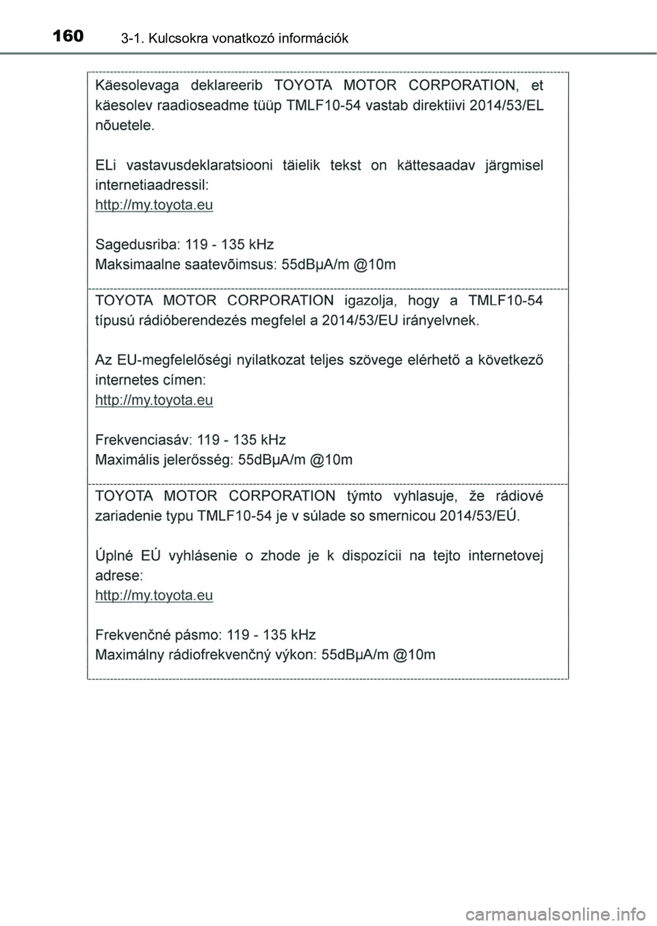 TOYOTA RAV4 2017  Kezelési útmutató (in Hungarian) 1603-1. Kulcsokra vonatkozó információk 