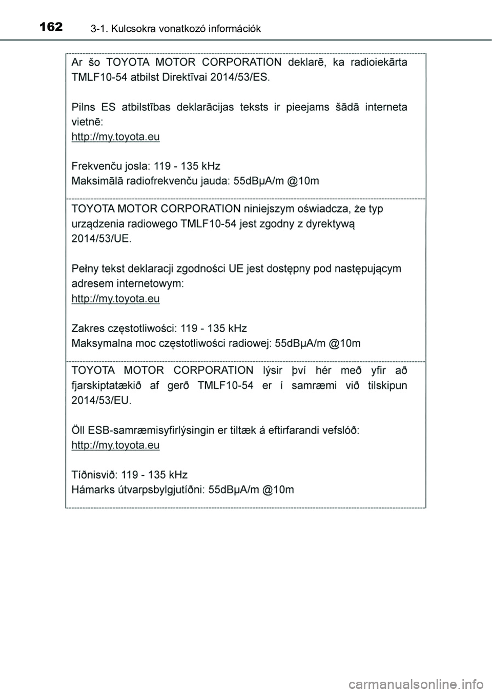 TOYOTA RAV4 2017 Kezelési útmutató (in Hungarian) 1623-1. Kulcsokra vonatkozó információk TOYOTA RAV4 2017 Kezelési útmutató (in Hungarian) 1623-1. Kulcsokra vonatkozó információk