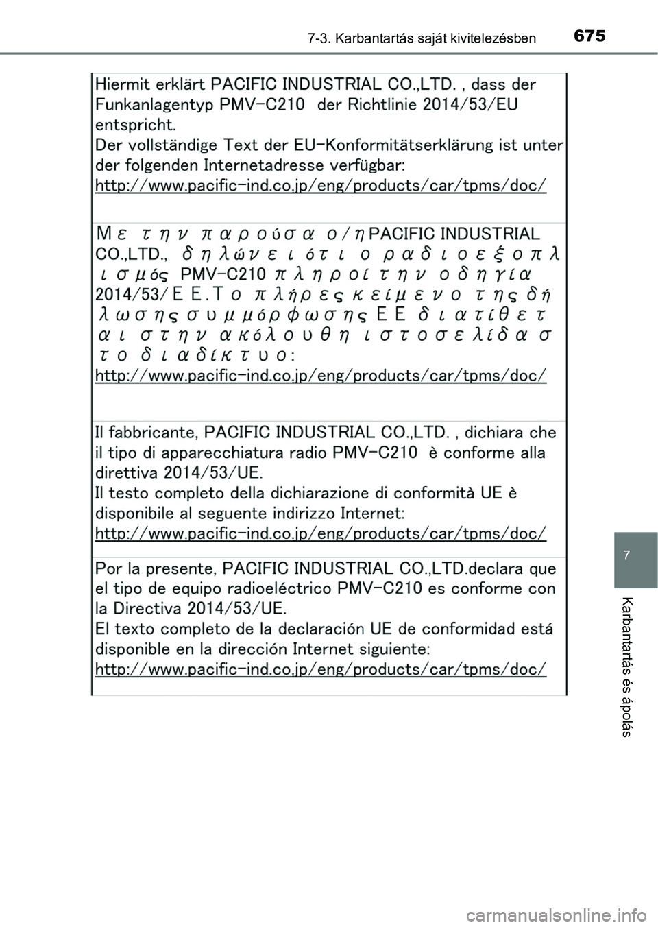 TOYOTA RAV4 2017  Kezelési útmutató (in Hungarian) 6757-3. Karbantartás saját kivitelezésben
7
Karbantartás és ápolás 