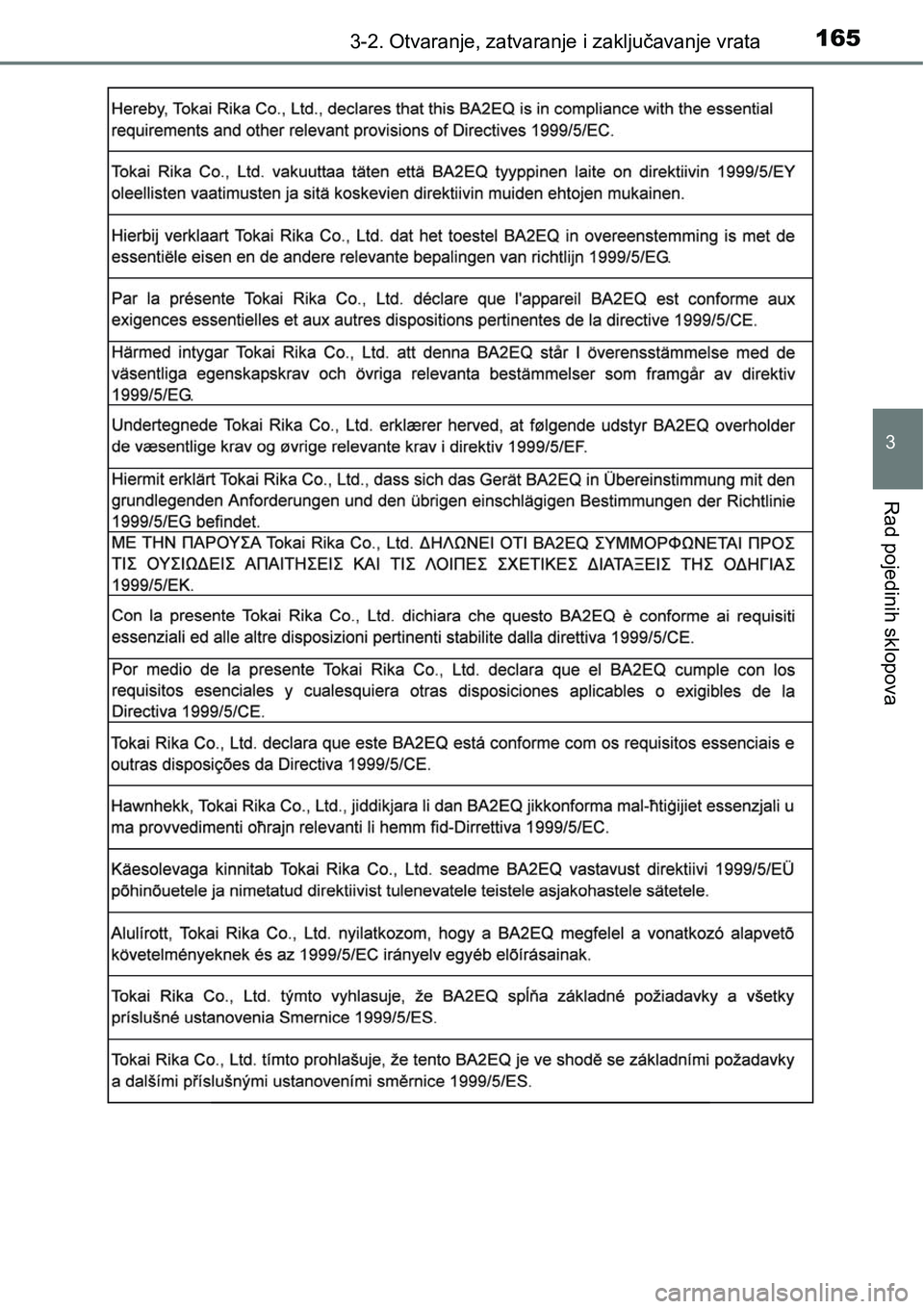 TOYOTA RAV4 2016 Upute Za Rukovanje (in Croatian) 1653-2. Otvaranje, zatvaranje i zaključavanje vrata
3
Rad pojedinih sklopova TOYOTA RAV4 2016 Upute Za Rukovanje (in Croatian) 1653-2. Otvaranje, zatvaranje i zaključavanje vrata
3
Rad pojedinih sklopova