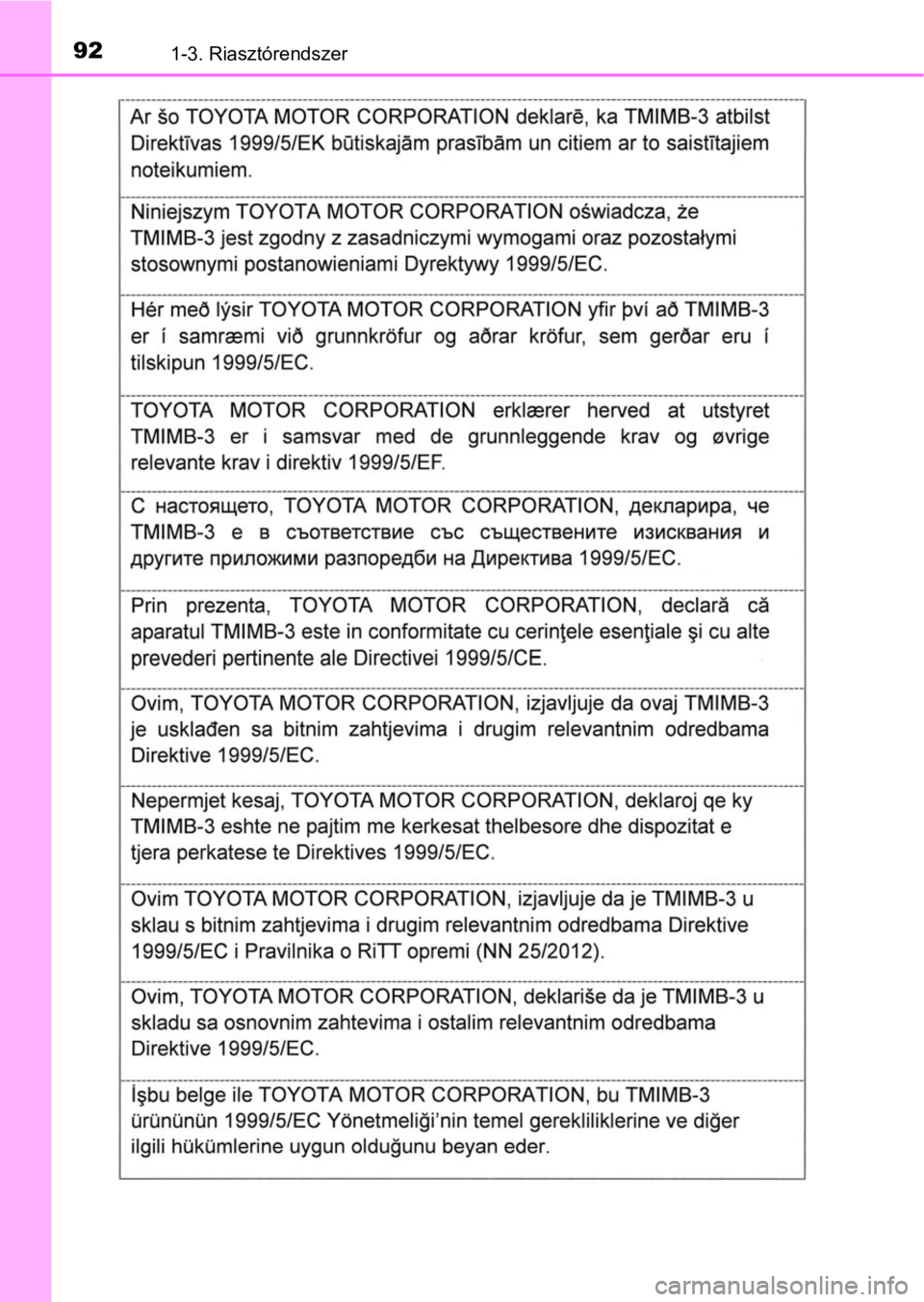 TOYOTA RAV4 2016 Kezelési útmutató (in Hungarian) 921-3. Riasztórendszer TOYOTA RAV4 2016 Kezelési útmutató (in Hungarian) 921-3. Riasztórendszer