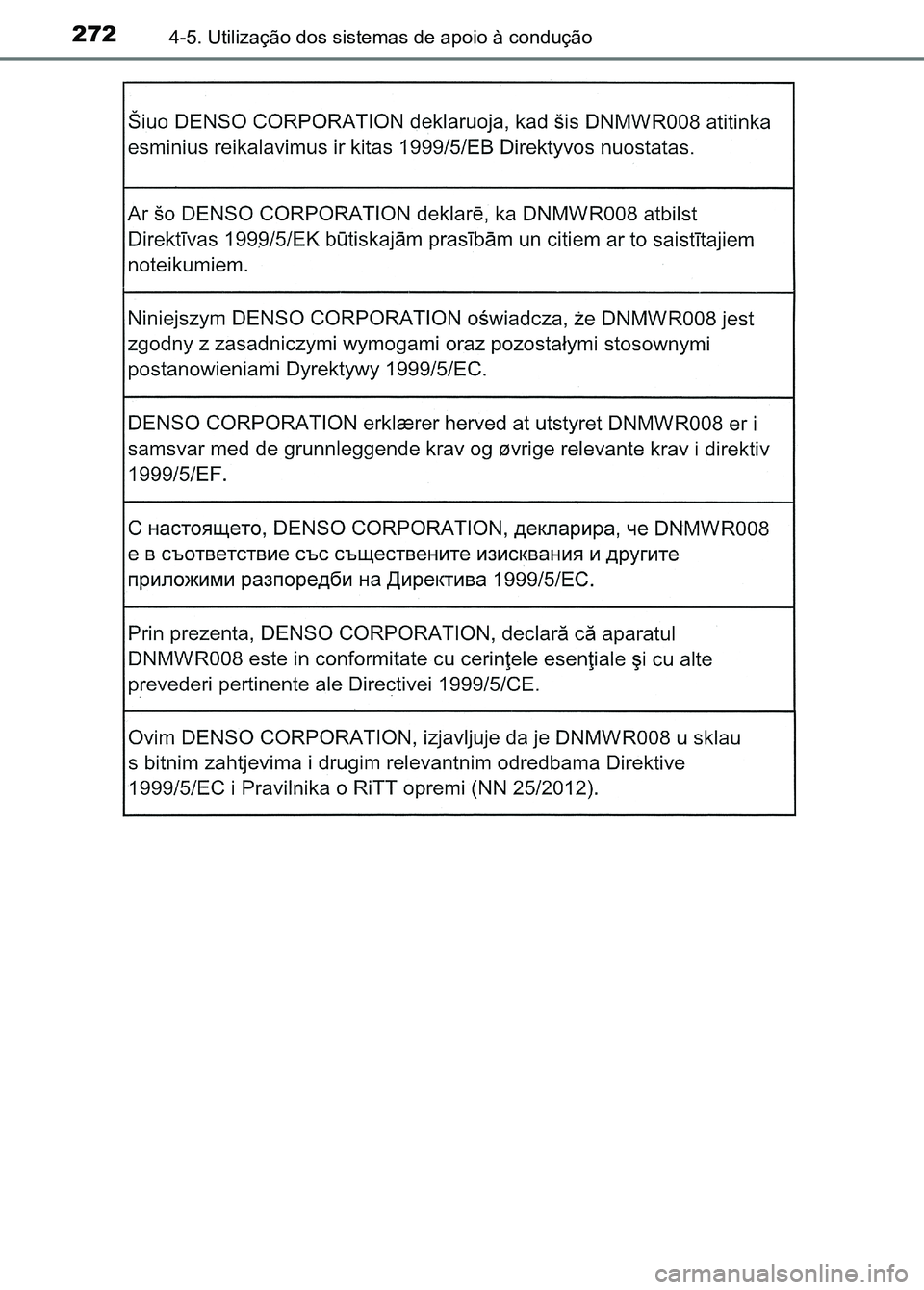 TOYOTA RAV4 2016 Manual de utilização (in Portuguese) 2724-5. Utilização dos sistemas de apoio à condução
sec_04-05.fm Page 272 Thurs day, October 6, 2016 11:56 AM TOYOTA RAV4 2016 Manual de utilização (in Portuguese) 2724-5. Utilização dos sistemas de apoio à condução
sec_04-05.fm Page 272 Thurs day, October 6, 2016 11:56 AM