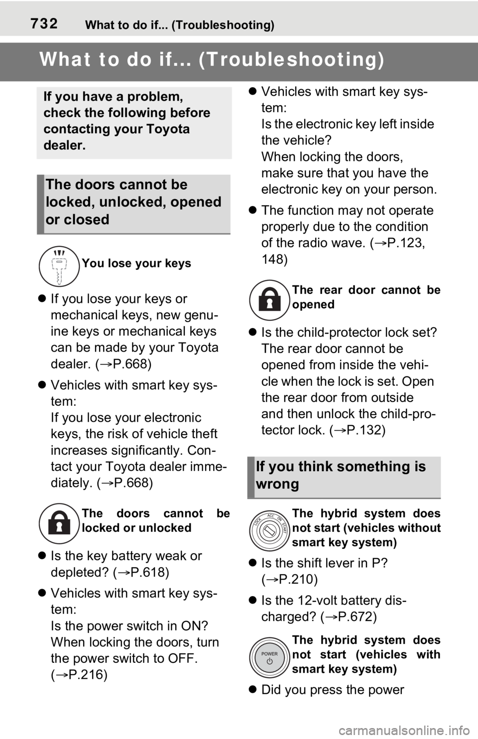 TOYOTA RAV4 HYBRID 2021  Owners Manual 732What to do if... (Troubleshooting)
1-1.What to do if... (Troubleshooting)What to do if... (Troubleshooting)
If you lose your keys or 
mechanical keys, new genu-
ine keys or mechanical keys 
can 