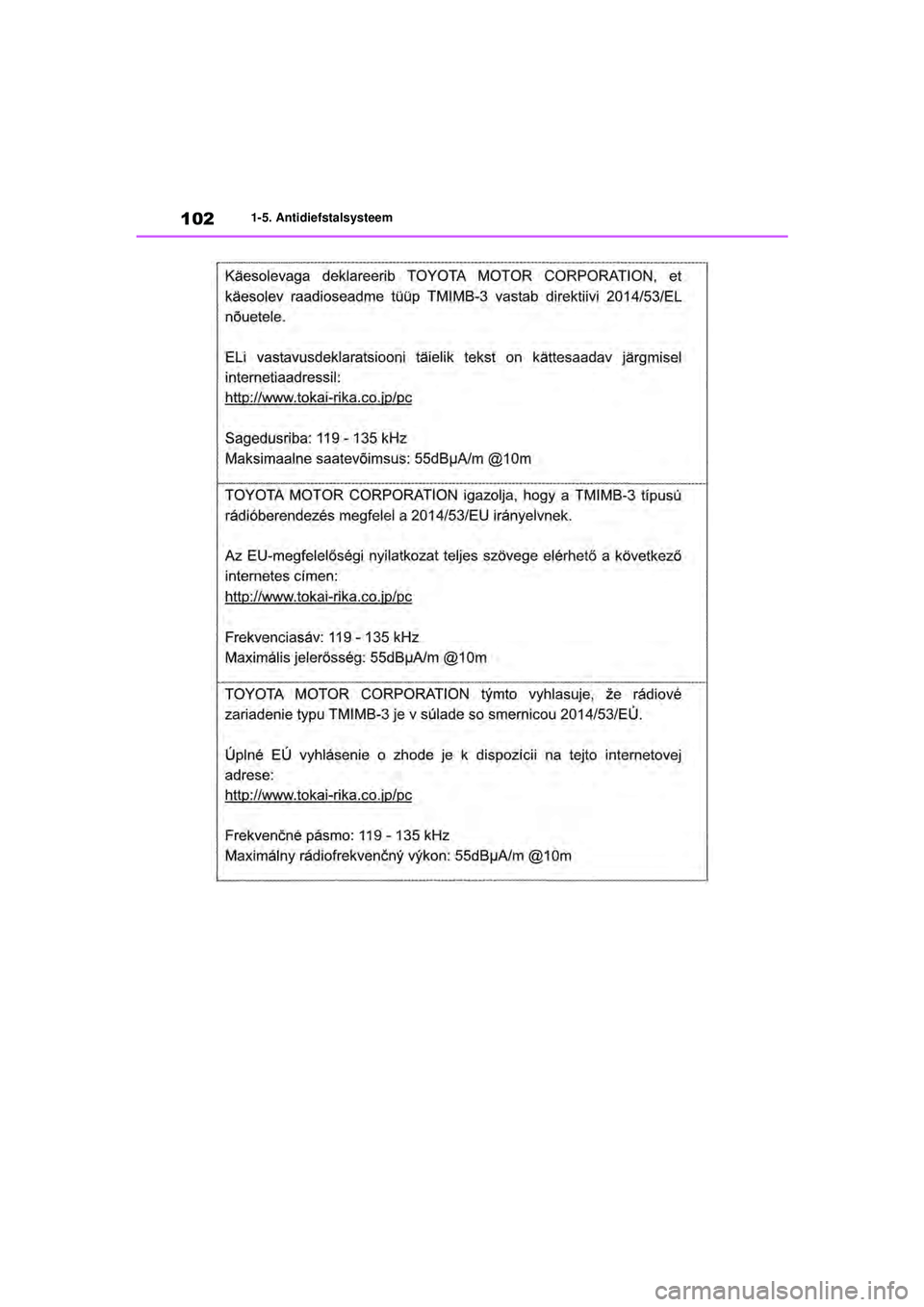 TOYOTA RAV4 HYBRID 2021  Instructieboekje (in Dutch) 1021-5. Antidiefstalsysteem
pM_RAV4-HV_OM_OM42D32E_(EE).book  Page 102  Wednesday, July 29, 2020  9:01 AM 