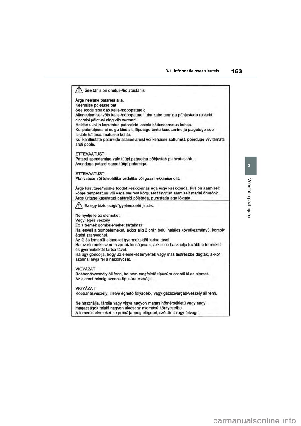 TOYOTA RAV4 HYBRID 2021  Instructieboekje (in Dutch) 163
3
3-1. Informatie over sleutels
Voordat u gaat rijden
pM_RAV4-HV_OM_OM42D32E_(EE).book  Page 
163  Wednesday, July 29, 2020  9:01 AM 