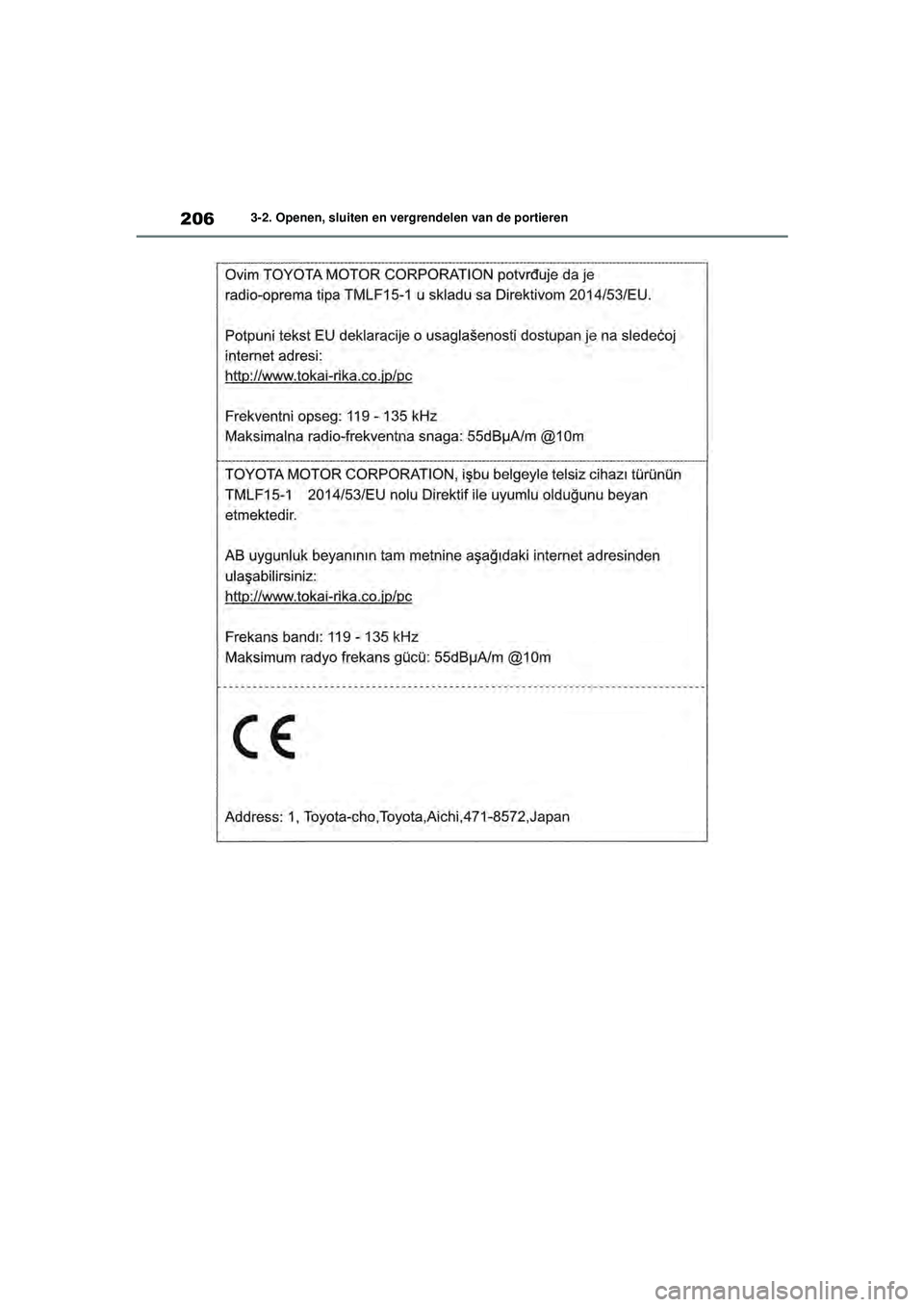 TOYOTA RAV4 HYBRID 2021  Instructieboekje (in Dutch) 2063-2. Openen, sluiten en vergrendelen van de portieren
pM_RAV4-HV_OM_OM42D32E_(EE).book  Page 206  Wednesday, July 29, 2020  9:01 AM 