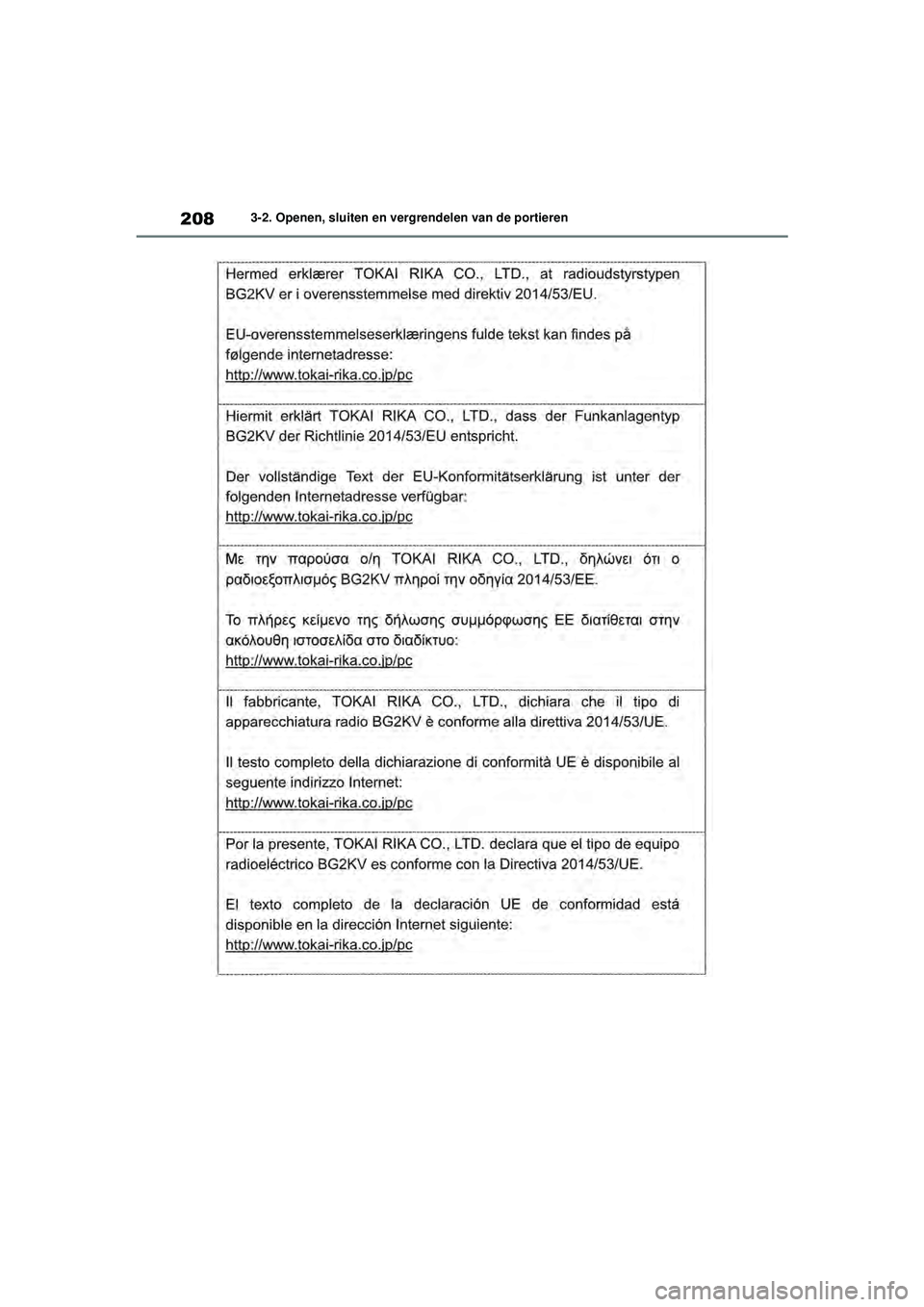 TOYOTA RAV4 HYBRID 2021  Instructieboekje (in Dutch) 2083-2. Openen, sluiten en vergrendelen van de portieren
pM_RAV4-HV_OM_OM42D32E_(EE).book  Page 208  Wednesday, July 29, 2020  9:01 AM 