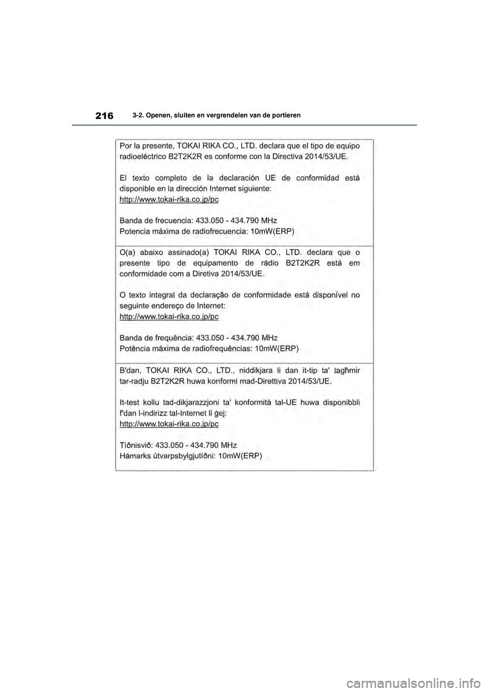 TOYOTA RAV4 HYBRID 2021  Instructieboekje (in Dutch) 2163-2. Openen, sluiten en vergrendelen van de portieren
pM_RAV4-HV_OM_OM42D32E_(EE).book  Page 216  Wednesday, July 29, 2020  9:01 AM 
