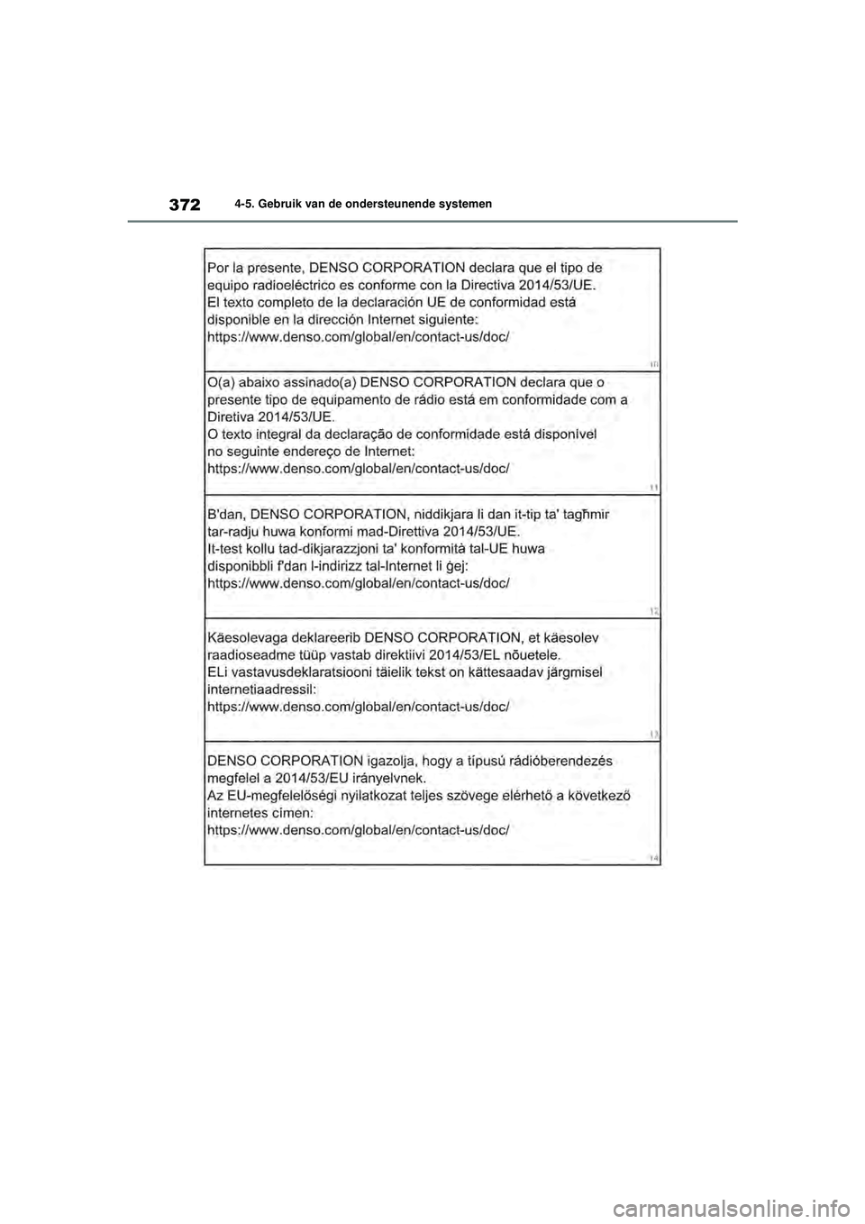 TOYOTA RAV4 HYBRID 2021 Instructieboekje (in Dutch) 3724-5. Gebruik van de ondersteunende systemen
pM_RAV4-HV_OM_OM42D32E_(EE).book Page 372 Wednesday, July 29, 2020 9:01 AM TOYOTA RAV4 HYBRID 2021 Instructieboekje (in Dutch) 3724-5. Gebruik van de ondersteunende systemen
pM_RAV4-HV_OM_OM42D32E_(EE).book Page 372 Wednesday, July 29, 2020 9:01 AM