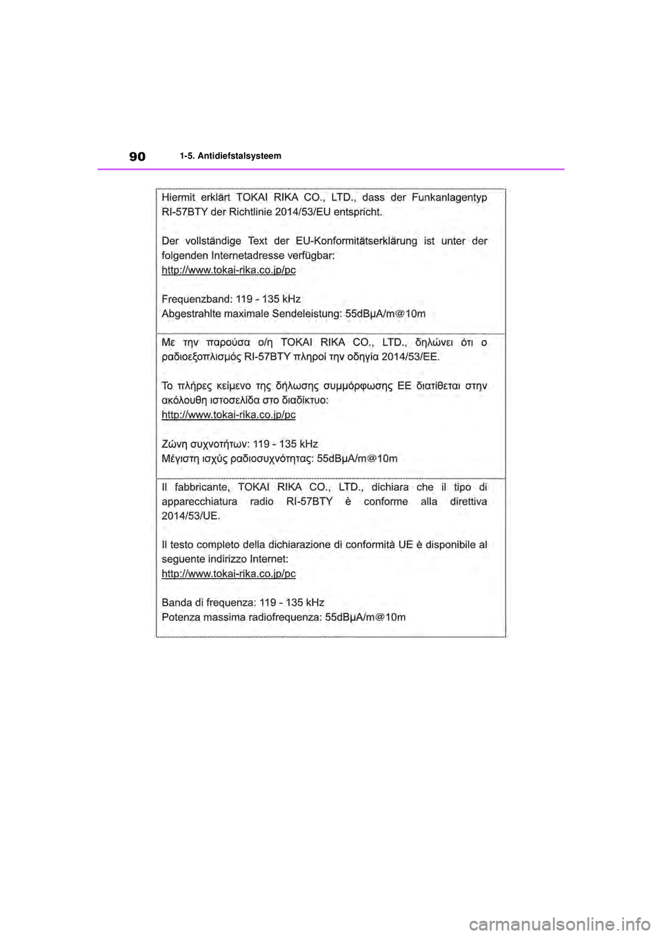 TOYOTA RAV4 HYBRID 2021 Instructieboekje (in Dutch) 901-5. Antidiefstalsysteem
pM_RAV4-HV_OM_OM42D32E_(EE).book Page 90 Wednesday, July 29, 2020 9:01 AM TOYOTA RAV4 HYBRID 2021 Instructieboekje (in Dutch) 901-5. Antidiefstalsysteem
pM_RAV4-HV_OM_OM42D32E_(EE).book Page 90 Wednesday, July 29, 2020 9:01 AM