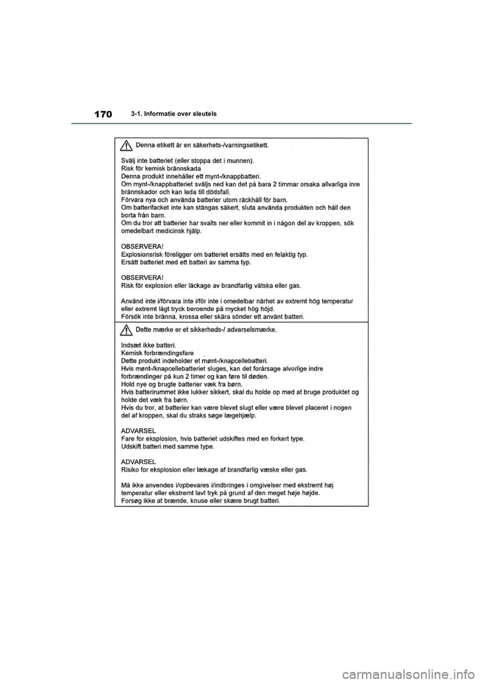 TOYOTA RAV4 HYBRID 2020  Instructieboekje (in Dutch) 1703-1. Informatie over sleutels
pM_RAV4-HV_OM_OM42C86E_(EE).book  Page 170  Wednesday, October 9, 2019  11:15 AM 