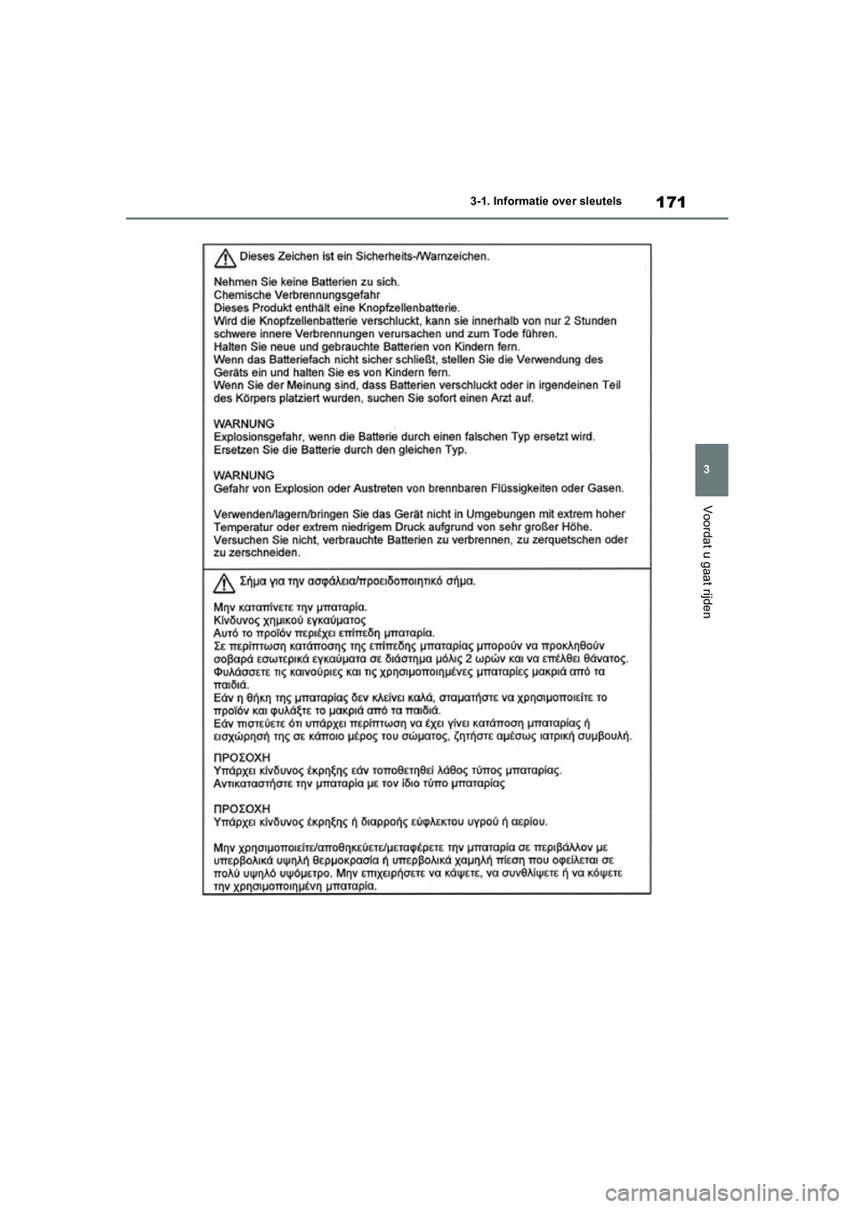 TOYOTA RAV4 HYBRID 2020  Instructieboekje (in Dutch) 171
3
3-1. Informatie over sleutels
Voordat u gaat rijden
pM_RAV4-HV_OM_OM42C86E_(EE).boo
k  Page 171  Wednesday, October 9, 2019  11:15 AM 