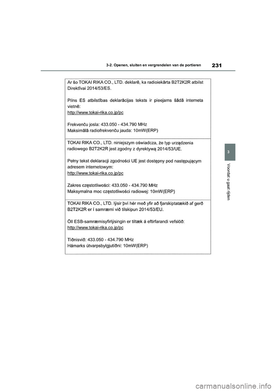 TOYOTA RAV4 HYBRID 2020  Instructieboekje (in Dutch) 231
3
3-2. Openen, sluiten en vergrendelen van de portieren
Voordat u gaat rijden
pM_RAV4-HV_OM_OM42C86E_(EE).boo
k  Page 231  Wednesday, October 9, 2019  11:15 AM 