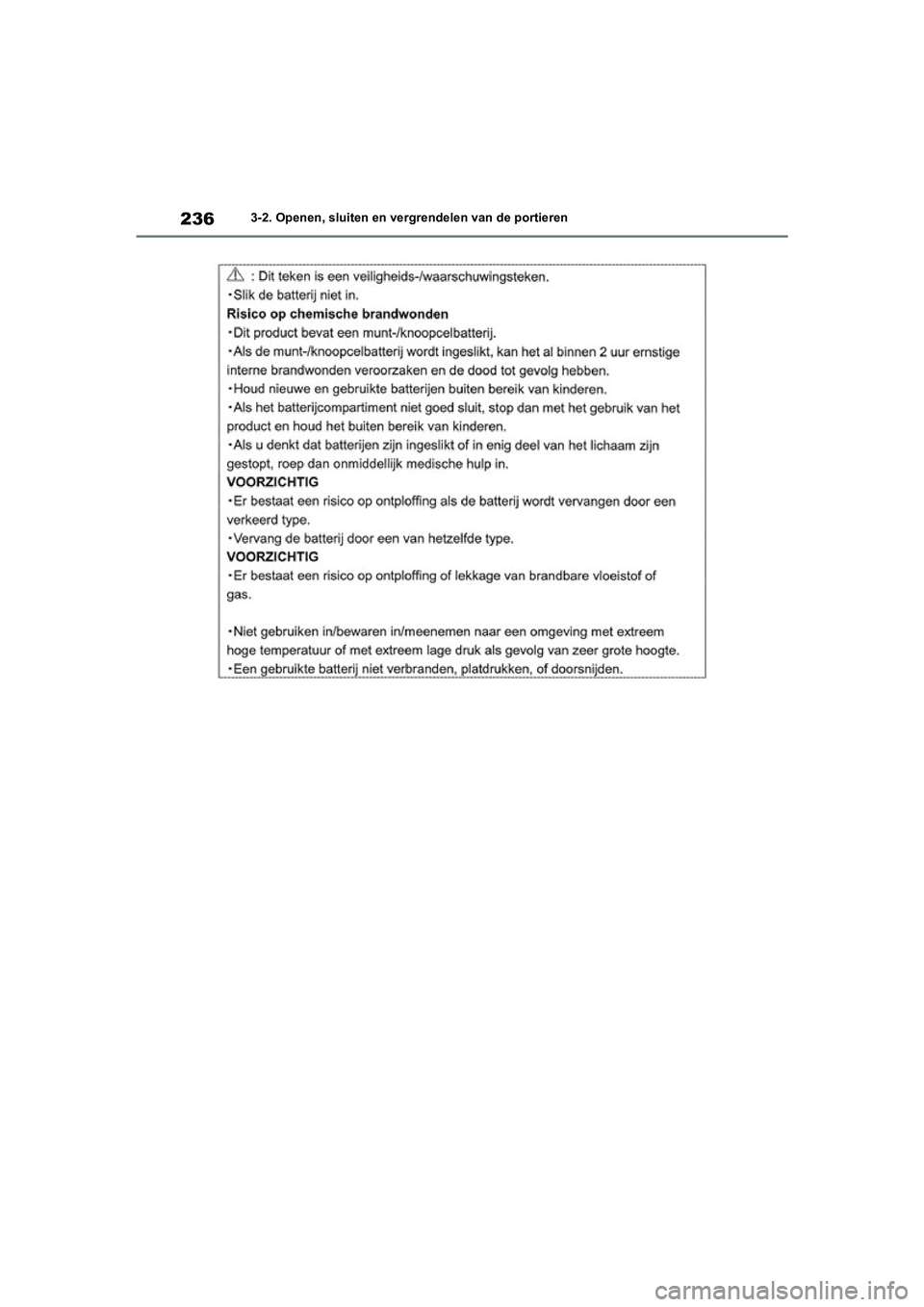 TOYOTA RAV4 HYBRID 2020  Instructieboekje (in Dutch) 2363-2. Openen, sluiten en vergrendelen van de portieren
pM_RAV4-HV_OM_OM42C86E_(EE).book  Page 236  Wednesday, October 9, 2019  11:15 AM 