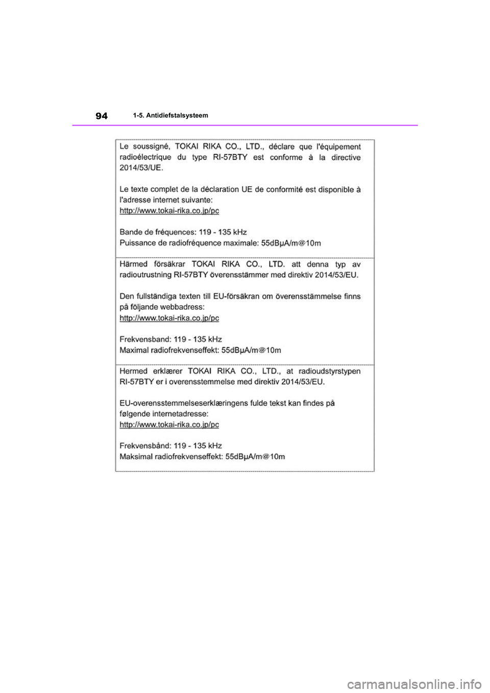 TOYOTA RAV4 HYBRID 2020  Instructieboekje (in Dutch) 941-5. Antidiefstalsysteem
pM_RAV4-HV_OM_OM42C86E_(EE).book  Page 94  Wednesday, October 9, 2019  11:15 AM 