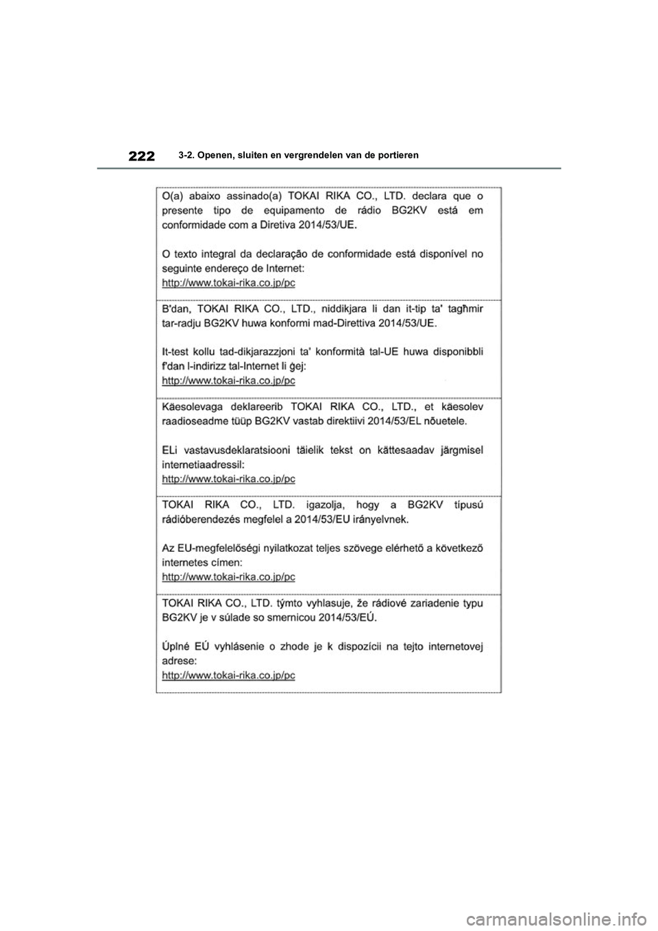 TOYOTA RAV4 HYBRID 2019  Instructieboekje (in Dutch) 2223-2. Openen, sluiten en vergrendelen van de portieren
pM_RAV4-HV_OM_OM42D12E_(EE) .book  Page 222  Friday, March 22, 2019  11:40 AM 