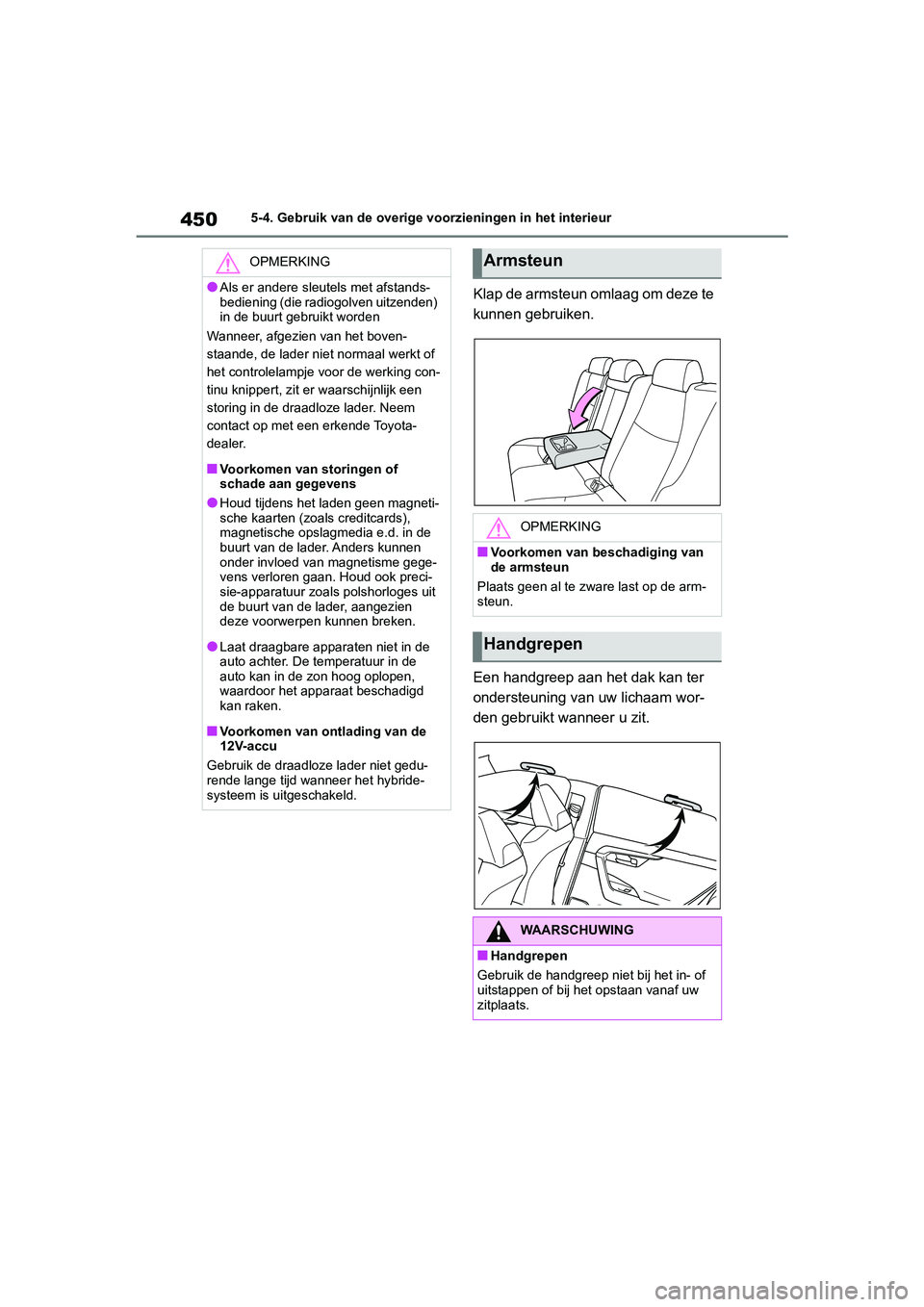 TOYOTA RAV4 HYBRID 2019 Instructieboekje (in Dutch) 4505-4. Gebruik van de overige voorzieningen in het interieur
Klap de armsteun omlaag om deze te
kunnen gebruiken.
Een handgreep aan het dak kan ter
ondersteuning van uw lichaam wor-
den gebruikt wa TOYOTA RAV4 HYBRID 2019 Instructieboekje (in Dutch) 4505-4. Gebruik van de overige voorzieningen in het interieur
Klap de armsteun omlaag om deze te
kunnen gebruiken.
Een handgreep aan het dak kan ter
ondersteuning van uw lichaam wor-
den gebruikt wa