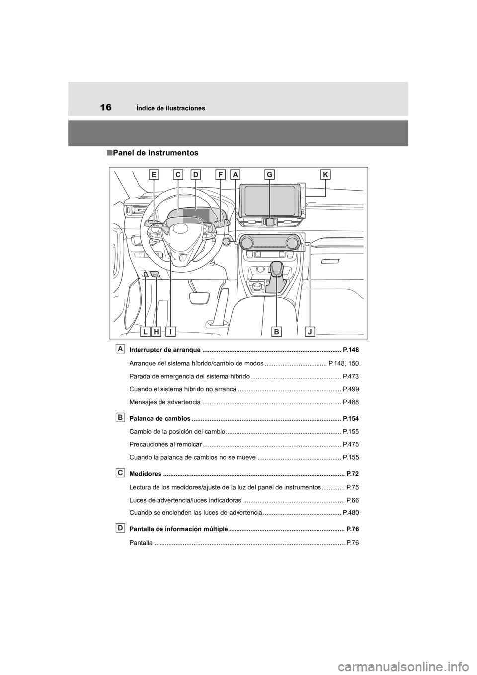 TOYOTA RAV4 HYBRID 2018 Manual del propietario (in Spanish) 16Índice de ilustraciones
■Panel de instrumentos
Interruptor de arranque ........................................ ...................................... P.148
Arranque del sistema híbrido/cambio d TOYOTA RAV4 HYBRID 2018 Manual del propietario (in Spanish) 16Índice de ilustraciones
■Panel de instrumentos
Interruptor de arranque ........................................ ...................................... P.148
Arranque del sistema híbrido/cambio d