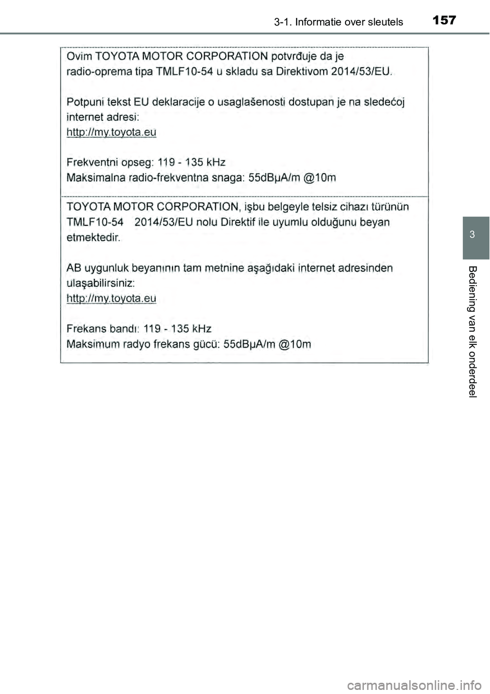 TOYOTA RAV4 HYBRID 2018  Instructieboekje (in Dutch) 1573-1. Informatie over sleutels
3
Bediening van elk onderdeel 