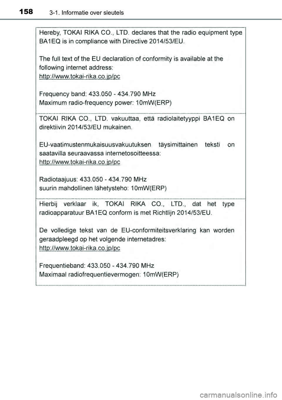 TOYOTA RAV4 HYBRID 2018  Instructieboekje (in Dutch) 1583-1. Informatie over sleutels 