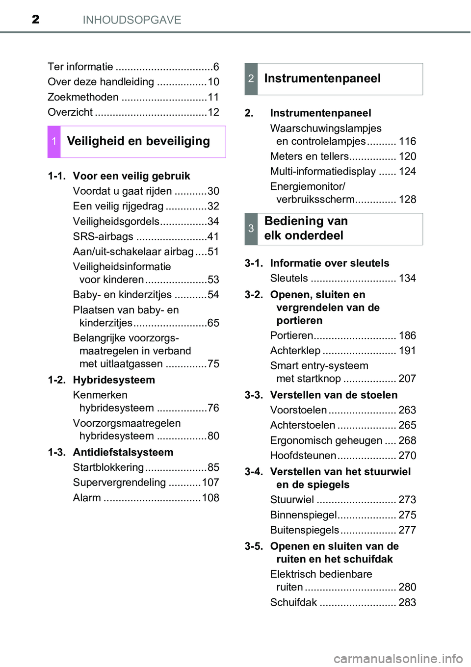 TOYOTA RAV4 HYBRID 2018  Instructieboekje (in Dutch) INHOUDSOPGAVE2
Ter informatie .................................6
Over deze handleiding .................10
Zoekmethoden .............................11
Overzicht ......................................