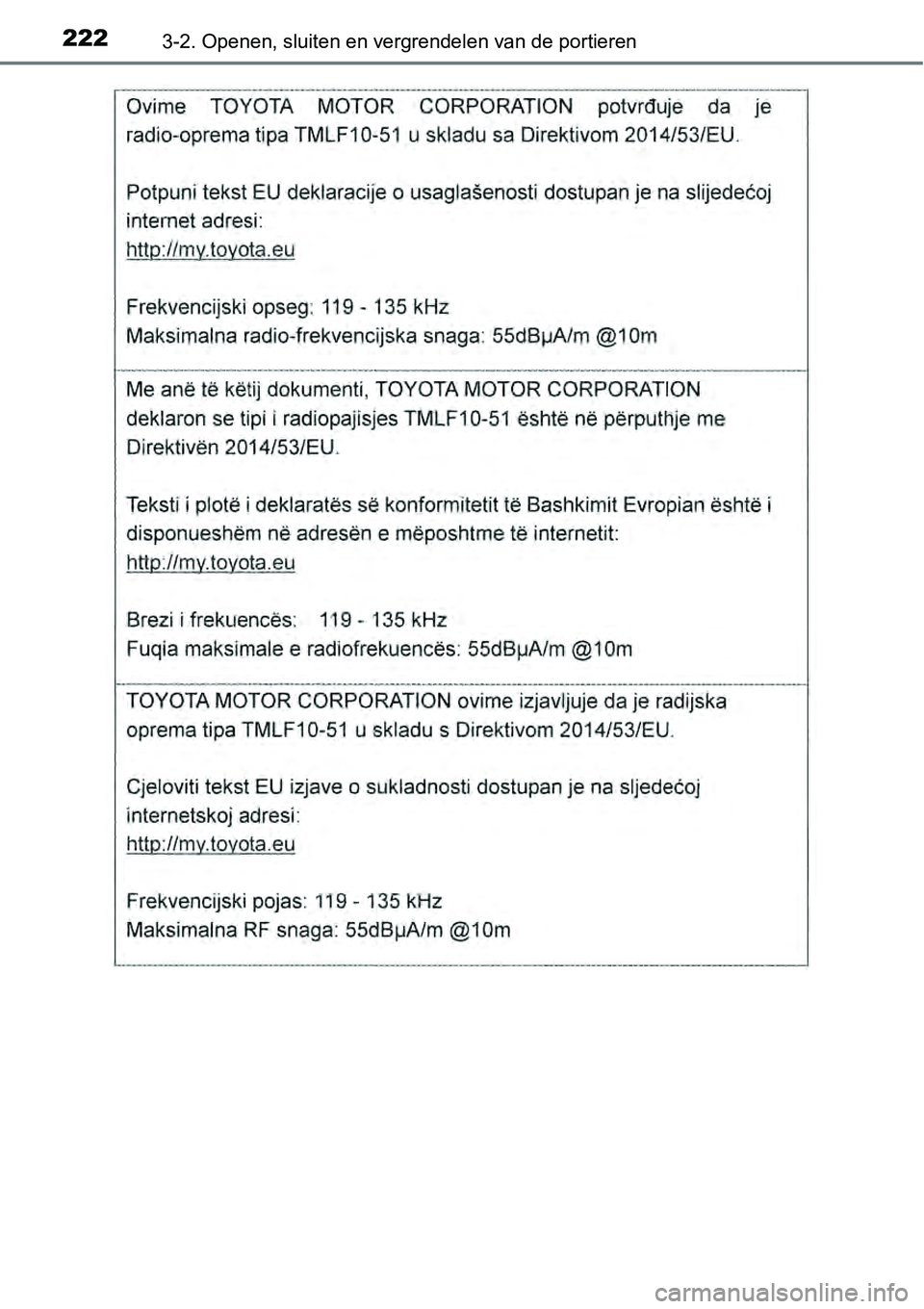 TOYOTA RAV4 HYBRID 2018  Instructieboekje (in Dutch) 2223-2. Openen, sluiten en vergrendelen van de portieren 