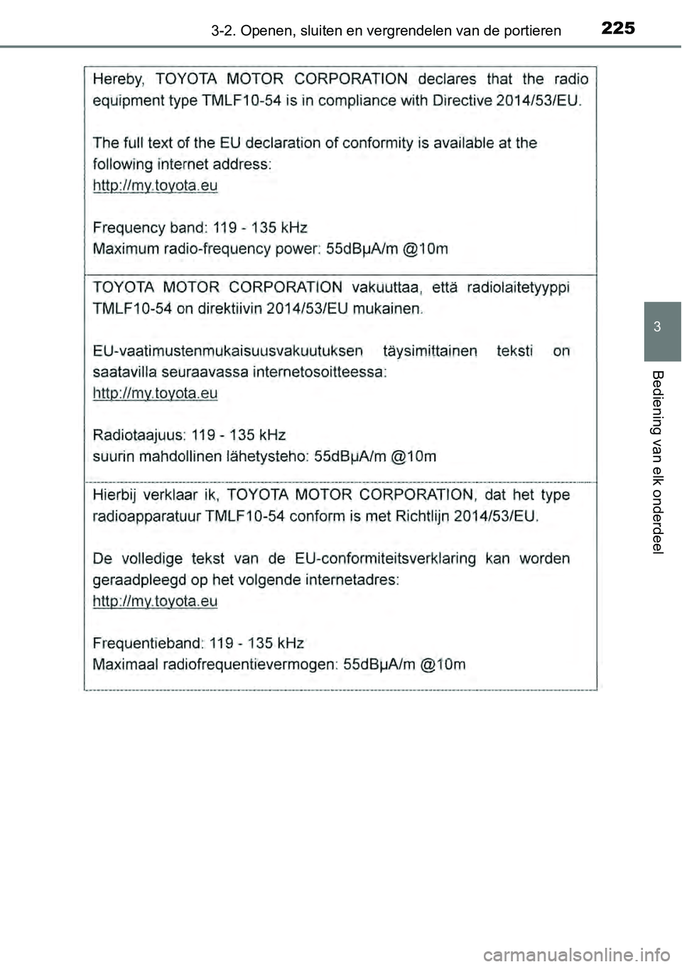 TOYOTA RAV4 HYBRID 2018  Instructieboekje (in Dutch) 2253-2. Openen, sluiten en vergrendelen van de portieren
3
Bediening van elk onderdeel 