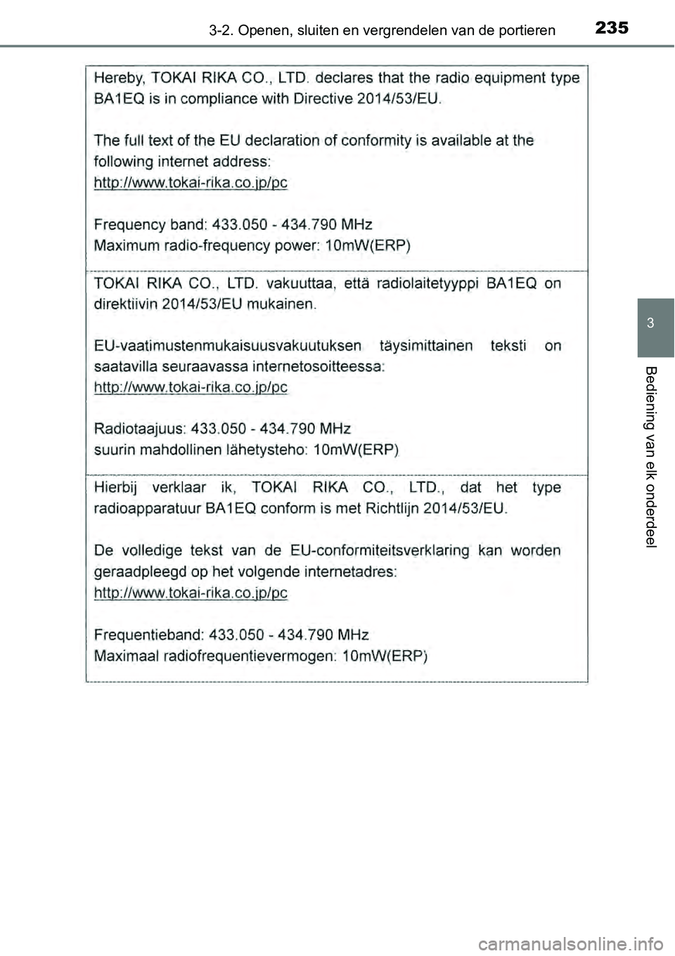 TOYOTA RAV4 HYBRID 2018  Instructieboekje (in Dutch) 2353-2. Openen, sluiten en vergrendelen van de portieren
3
Bediening van elk onderdeel 