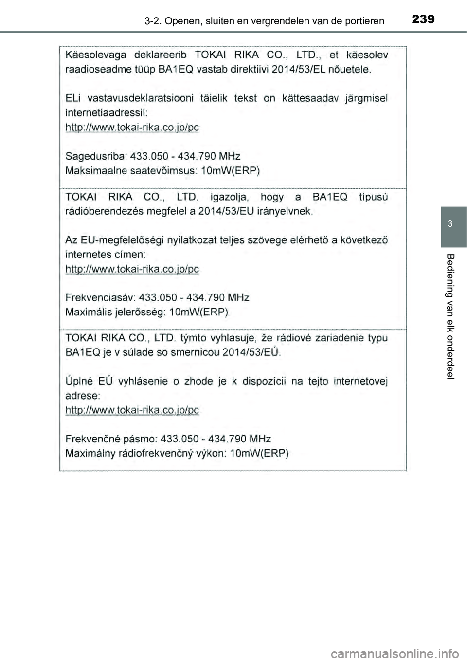TOYOTA RAV4 HYBRID 2018  Instructieboekje (in Dutch) 2393-2. Openen, sluiten en vergrendelen van de portieren
3
Bediening van elk onderdeel 