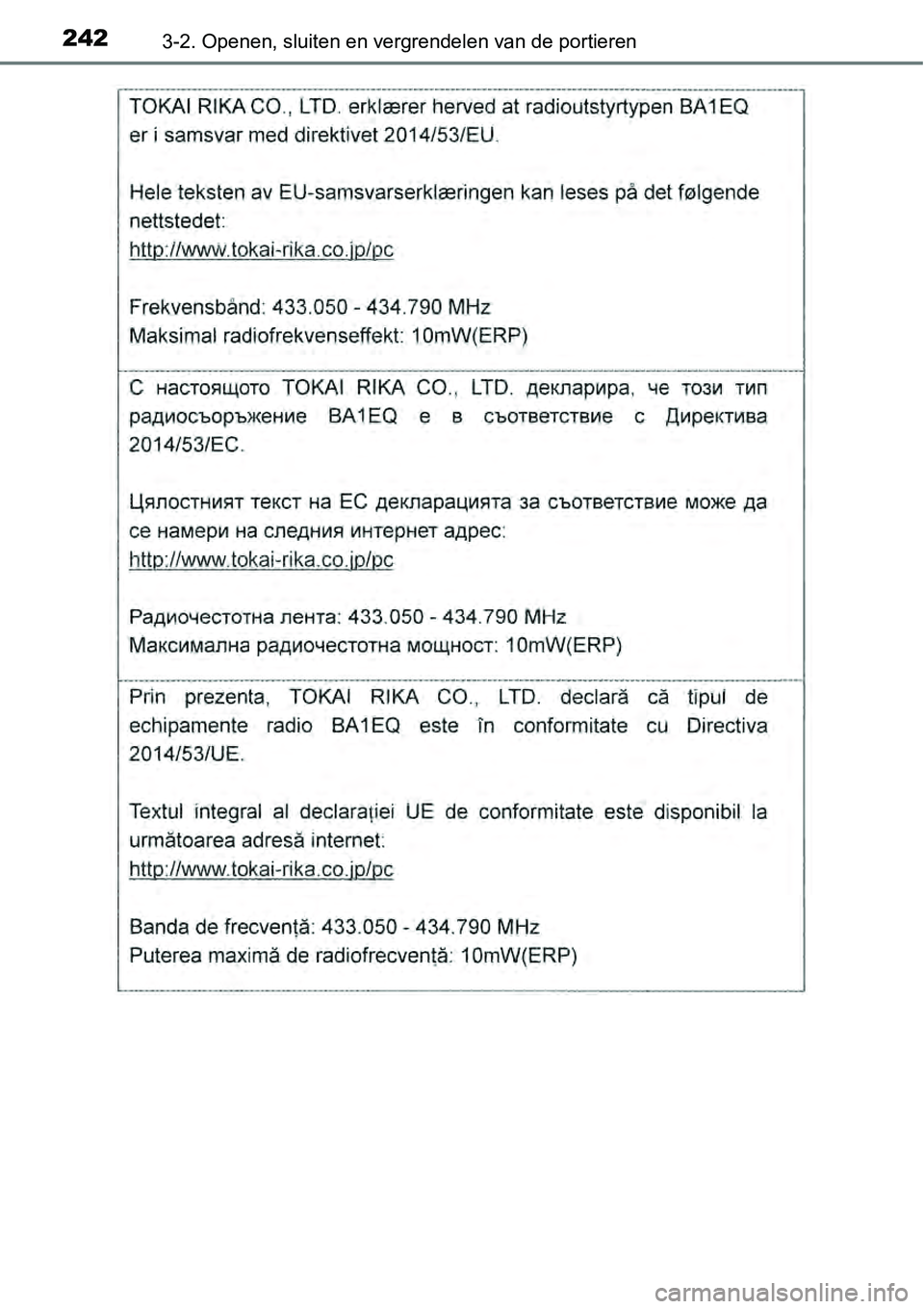 TOYOTA RAV4 HYBRID 2018  Instructieboekje (in Dutch) 2423-2. Openen, sluiten en vergrendelen van de portieren 