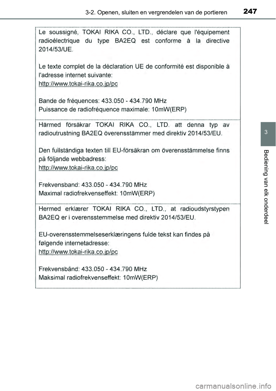 TOYOTA RAV4 HYBRID 2018  Instructieboekje (in Dutch) 2473-2. Openen, sluiten en vergrendelen van de portieren
3
Bediening van elk onderdeel 