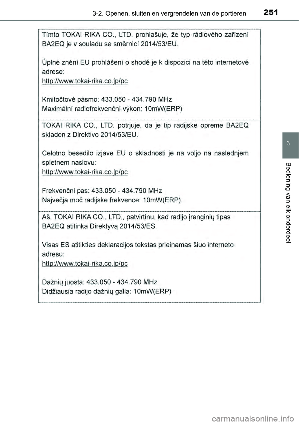 TOYOTA RAV4 HYBRID 2018  Instructieboekje (in Dutch) 2513-2. Openen, sluiten en vergrendelen van de portieren
3
Bediening van elk onderdeel 