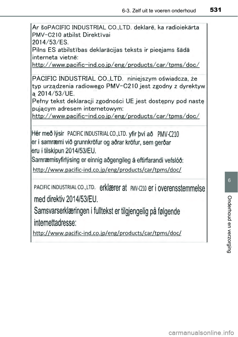TOYOTA RAV4 HYBRID 2018  Instructieboekje (in Dutch) 5316-3. Zelf uit te voeren onderhoud
6
Onderhoud en verzorging 