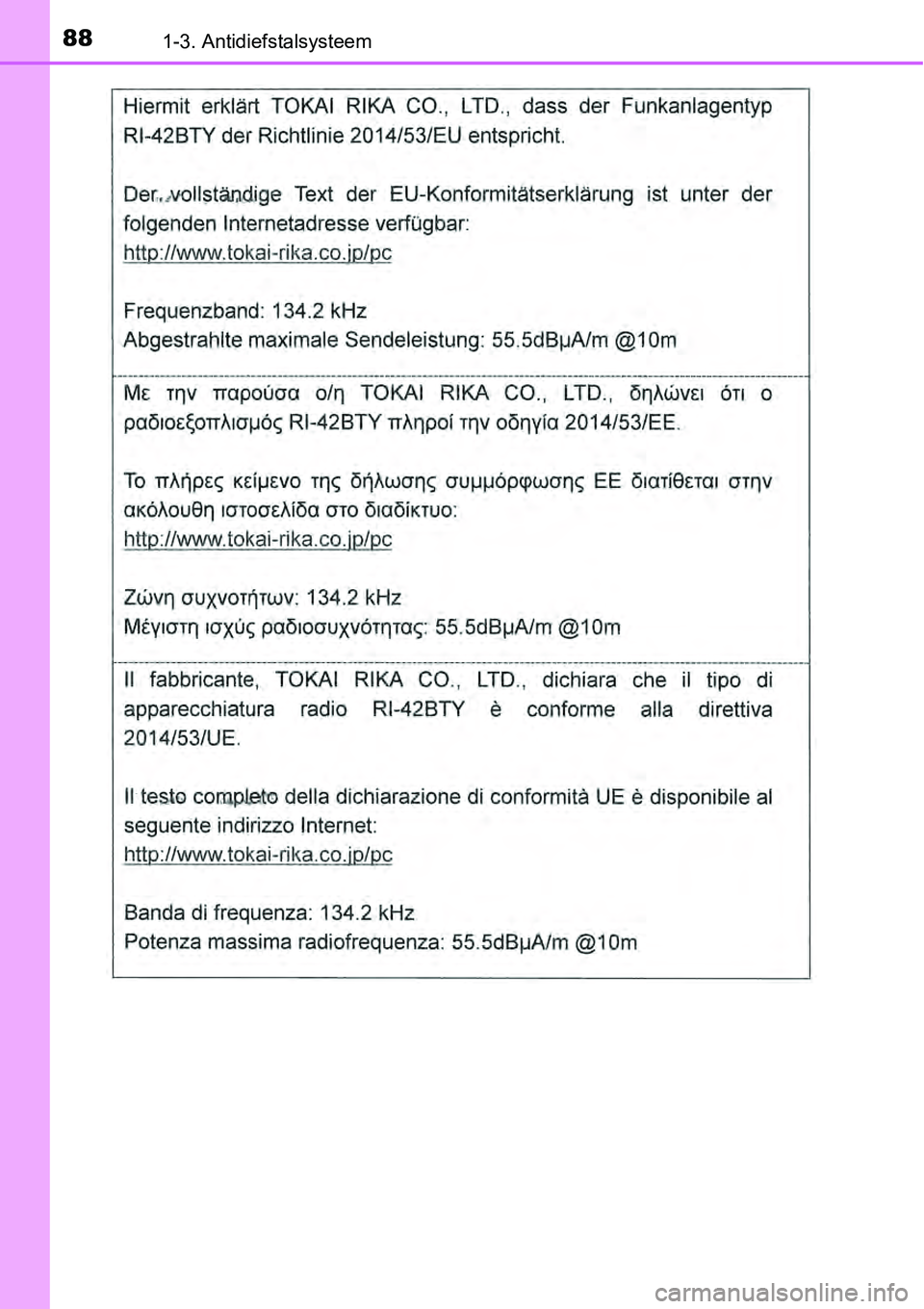 TOYOTA RAV4 HYBRID 2018 Instructieboekje (in Dutch) 881-3. Antidiefstalsysteem TOYOTA RAV4 HYBRID 2018 Instructieboekje (in Dutch) 881-3. Antidiefstalsysteem