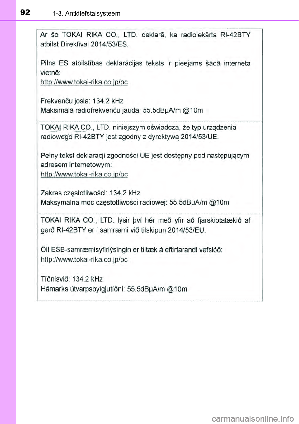 TOYOTA RAV4 HYBRID 2018 Instructieboekje (in Dutch) 921-3. Antidiefstalsysteem TOYOTA RAV4 HYBRID 2018 Instructieboekje (in Dutch) 921-3. Antidiefstalsysteem
