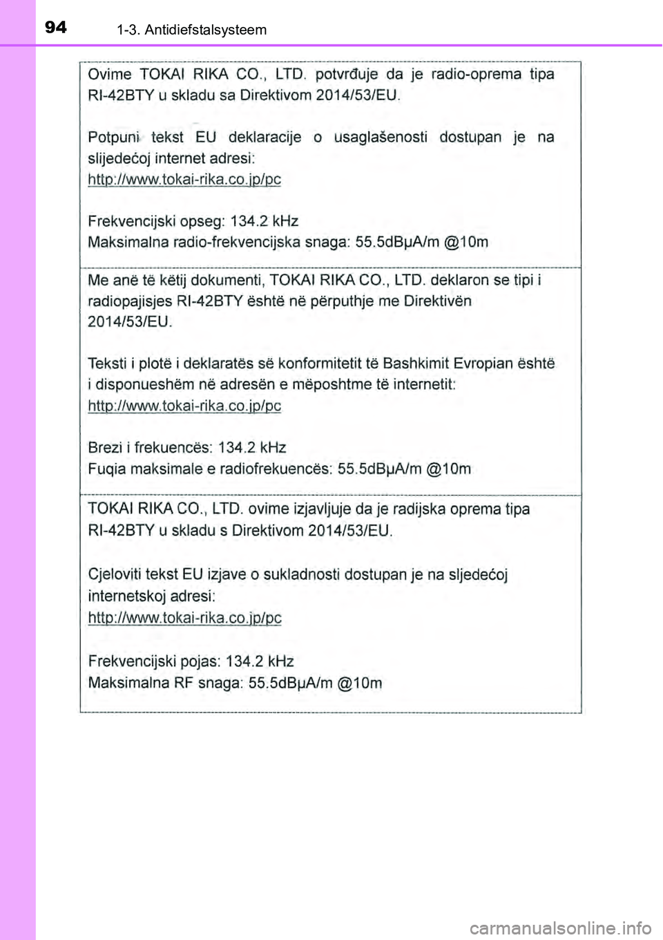 TOYOTA RAV4 HYBRID 2018 Instructieboekje (in Dutch) 941-3. Antidiefstalsysteem TOYOTA RAV4 HYBRID 2018 Instructieboekje (in Dutch) 941-3. Antidiefstalsysteem
