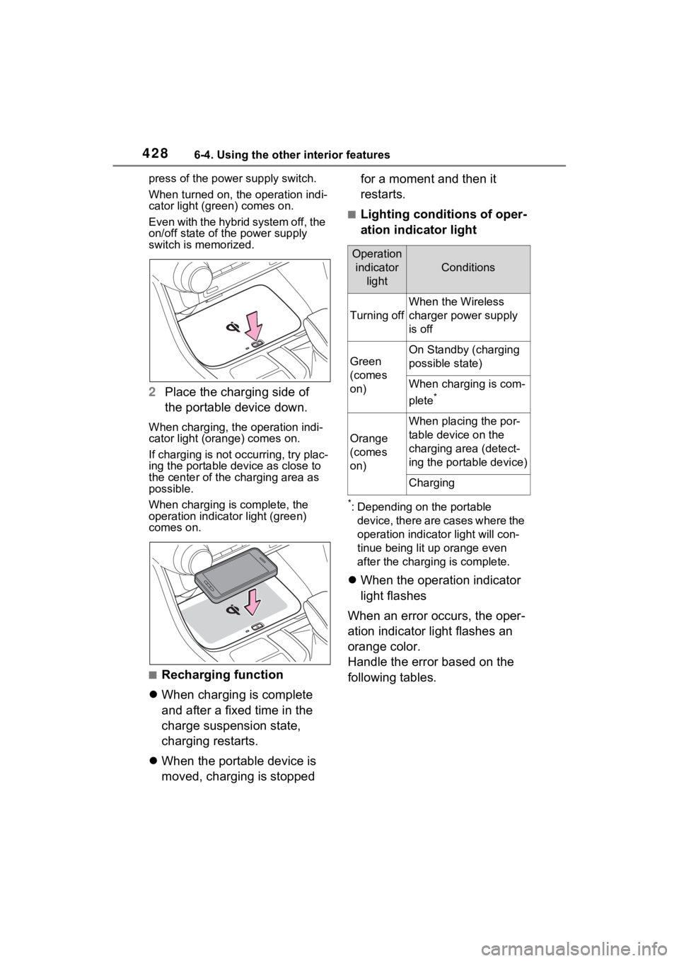 TOYOTA RAV4 PRIME 2021 Workshop Manual 4286-4. Using the other interior features
press of the power supply switch.
When turned on, the operation indi-
cator light (green) comes on.
Even with the hybrid system off, the
on/off state of the TOYOTA RAV4 PRIME 2021 Workshop Manual 4286-4. Using the other interior features
press of the power supply switch.
When turned on, the operation indi-
cator light (green) comes on.
Even with the hybrid system off, the
on/off state of the