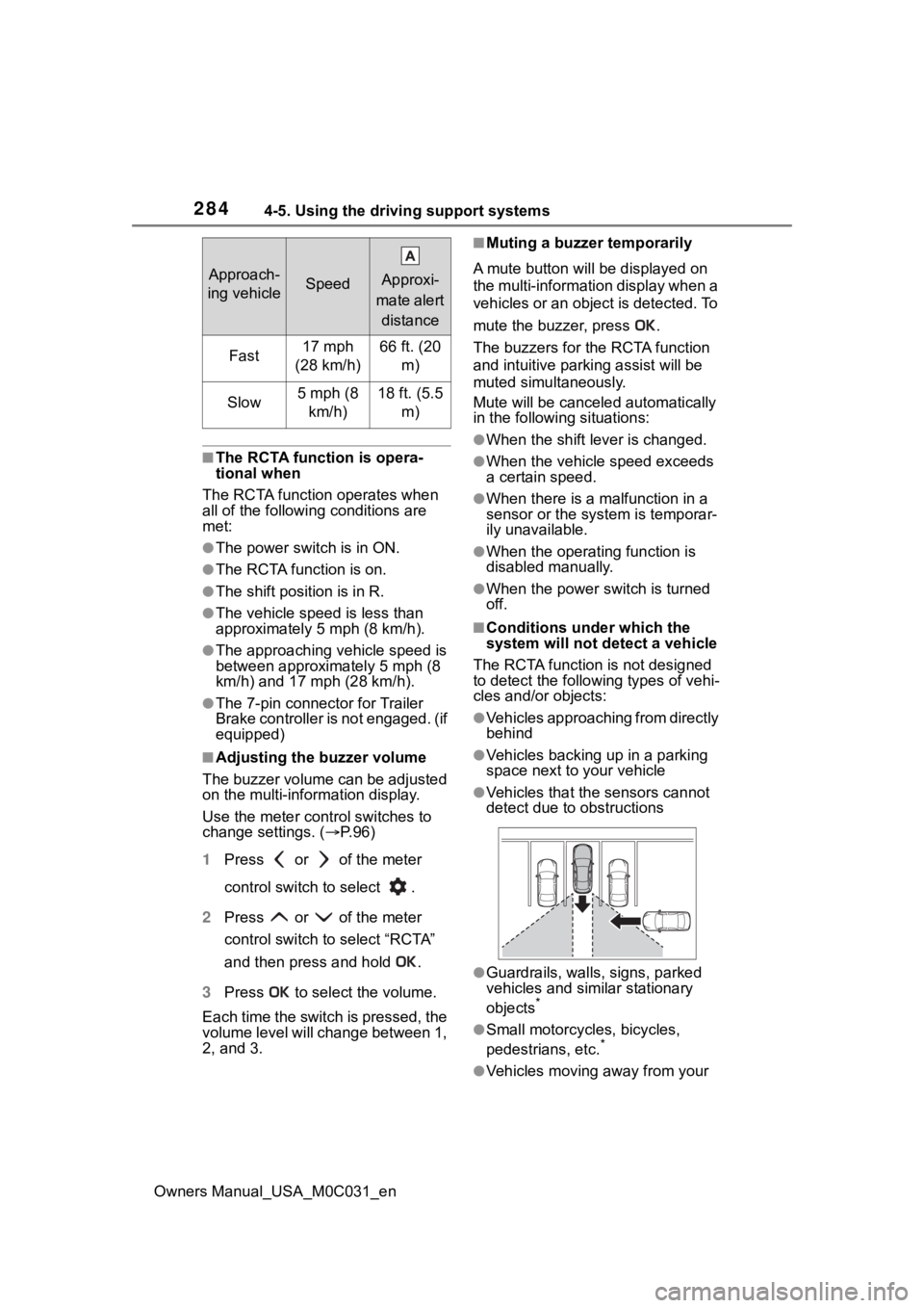 TOYOTA TUNDRA HYBRID 2022 Owners Manual 2844-5. Using the driving support systems
Owners Manual_USA_M0C031_en
■The RCTA function is opera-
tional when
The RCTA function operates when
all of the followin g conditions are
met:
●The powe TOYOTA TUNDRA HYBRID 2022 Owners Manual 2844-5. Using the driving support systems
Owners Manual_USA_M0C031_en
■The RCTA function is opera-
tional when
The RCTA function operates when
all of the followin g conditions are
met:
●The powe
