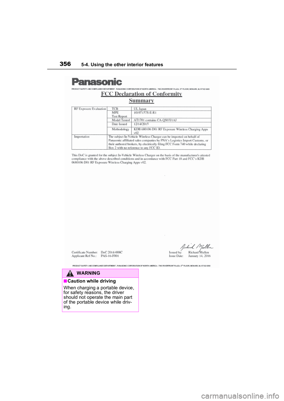 TOYOTA VENZA HYBRID 2022 Owners Manual 3565-4. Using the other interior features
WARNING
■Caution while driving
When charging a portable device,
for safety reasons, the driver
should not operate the main part
of the portable device wh TOYOTA VENZA HYBRID 2022 Owners Manual 3565-4. Using the other interior features
WARNING
■Caution while driving
When charging a portable device,
for safety reasons, the driver
should not operate the main part
of the portable device wh