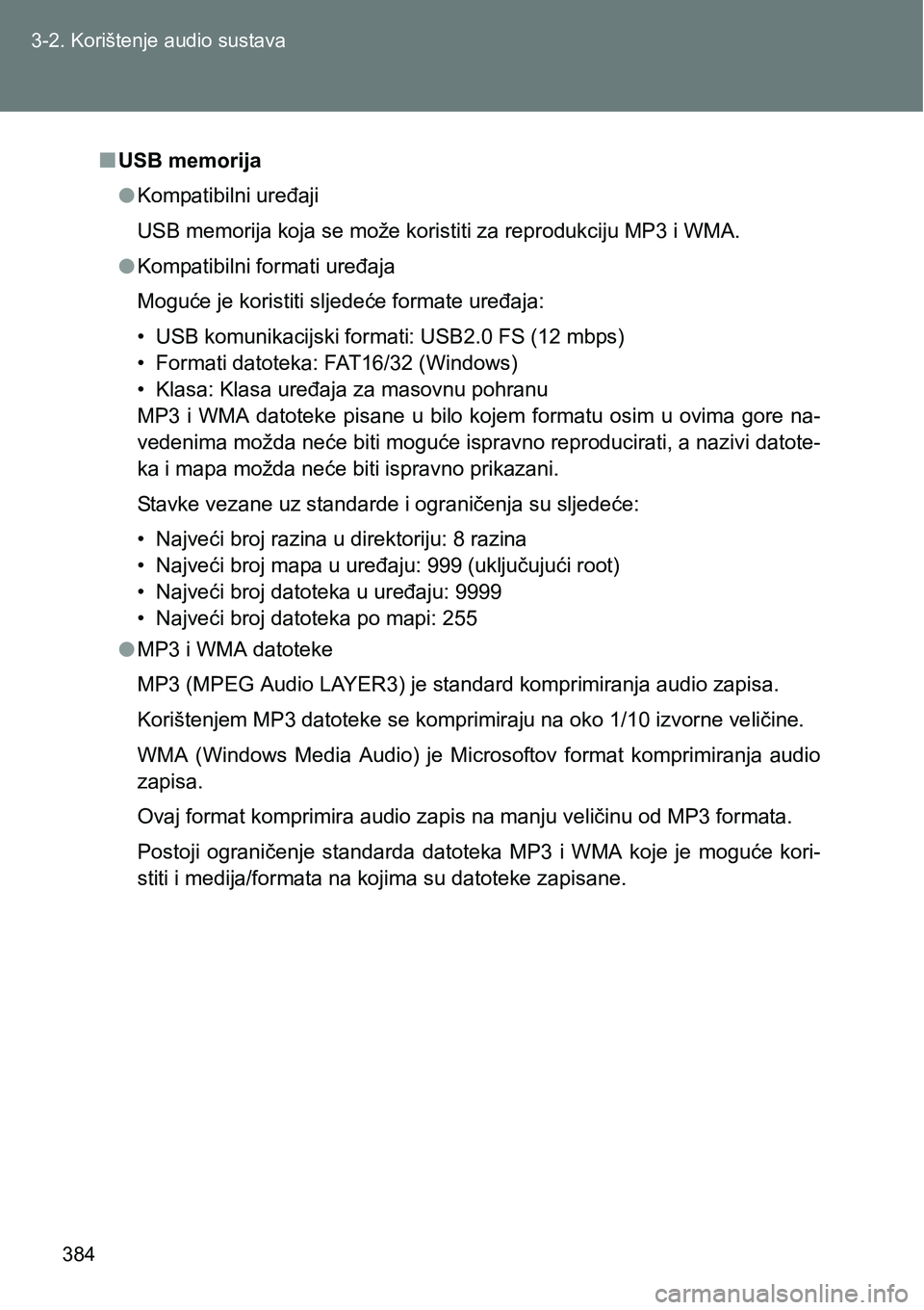 TOYOTA VERSO 2017 Upute Za Rukovanje (in Croatian) 384 3-2. Korištenje audio sustava
nUSB memorija
lKompatibilni uređaji
<003800360025000300500048005000520055004c004d00440003004e0052004d004400030056004800030050005200e500480003004e00520055004c0056005 TOYOTA VERSO 2017 Upute Za Rukovanje (in Croatian) 384 3-2. Korištenje audio sustava
nUSB memorija
lKompatibilni uređaji
<003800360025000300500048005000520055004c004d00440003004e0052004d004400030056004800030050005200e500480003004e00520055004c0056005