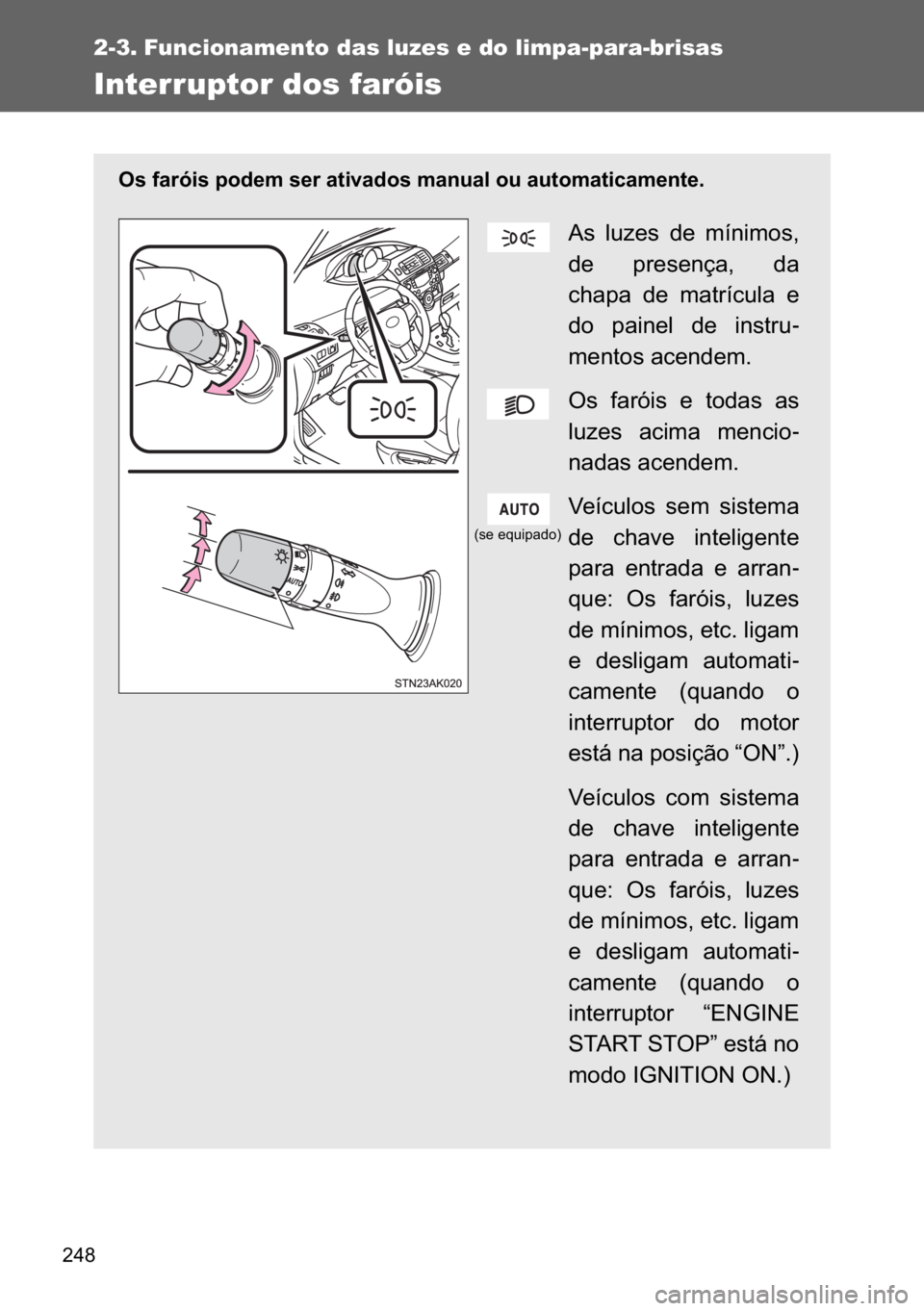 TOYOTA VERSO 2017  Manual de utilização (in Portuguese) ���
2-3. Funcionamento das luzes e do limpa-para-brisas
Interruptor dos faróis
<0032005600030049004400550079004c00560003005300520047004800500003005600480055000300440057004c005900440047005200560003