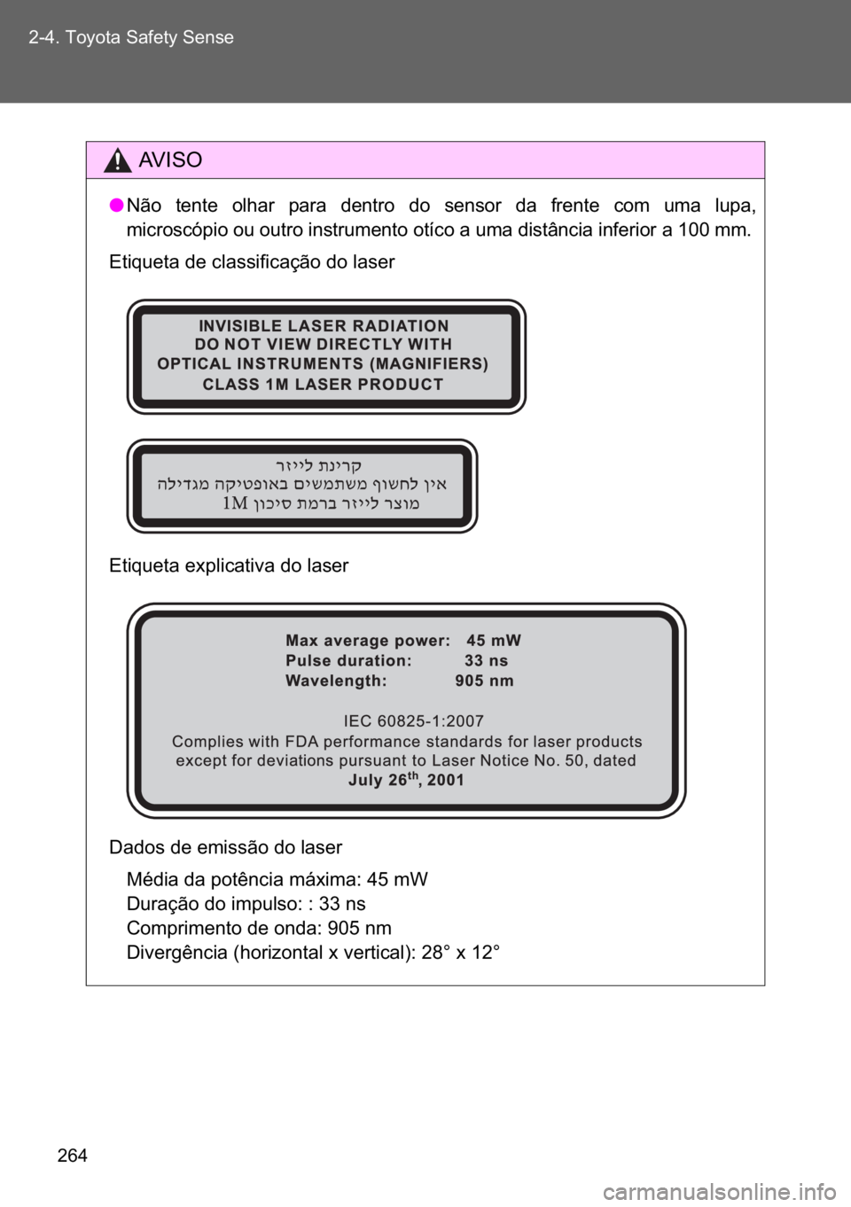 TOYOTA VERSO 2017  Manual de utilização (in Portuguese) ��� ������7�R�\�R�W�D��6�D�I�H�W�\��6�H�Q�V�H
�$�9 �, �6 �2
●�1�m�R� �W�H�Q�W�H� �R�O�K�D�U� �S�D�U�D� �G�H�Q�W�U�R� �G�R� �V�H�Q�V�R�U� �G�D� �I�U�H�Q�W�H� �F�R�P� �X�P�D� �O�X