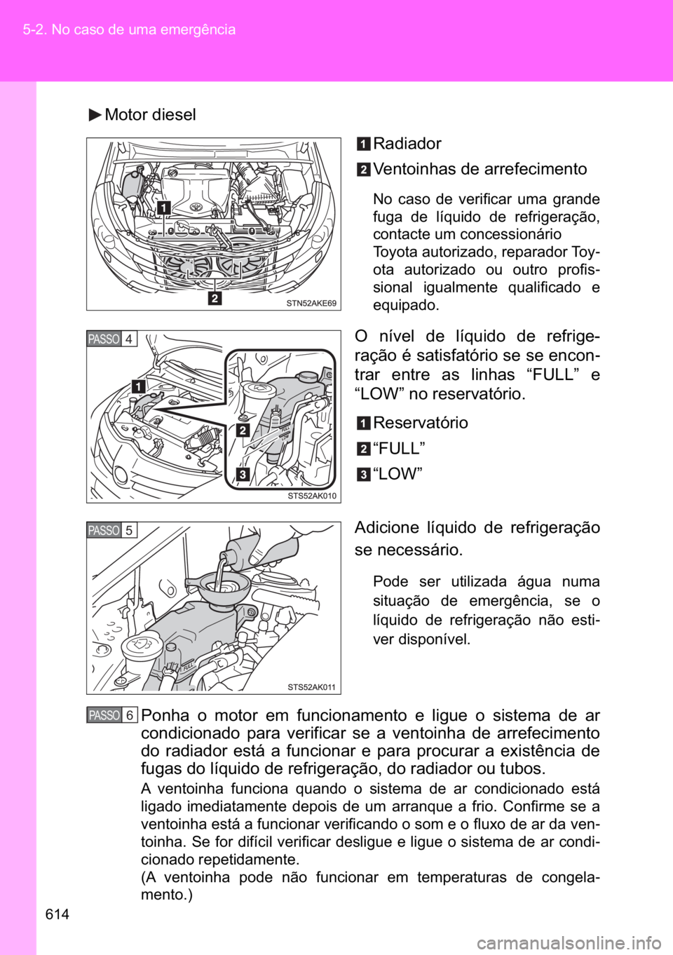 TOYOTA VERSO 2017  Manual de utilização (in Portuguese) ��� ������1�R��F�D�V�R��G�H��X�P�D��H�P�H�U�J�r�Q�F�L�D
�0�R�W�R�U��G�L�H�V�H�O
�5�D�G�L�D�G�R�U
�9�H�Q�W�R�L�Q�K�D�V��G�H��D�U�U�H�I�H�F�L�P�H�Q�W�R
�1�R� �F�D�V�R� �G�H� �Y�H�U�L�I